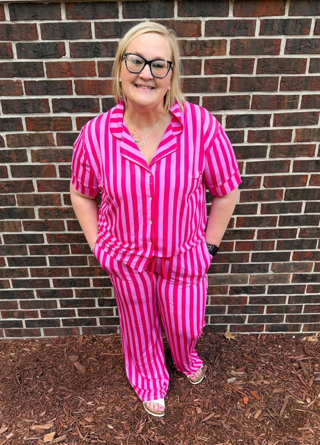 Bubblegum Striped Womens Pant Set