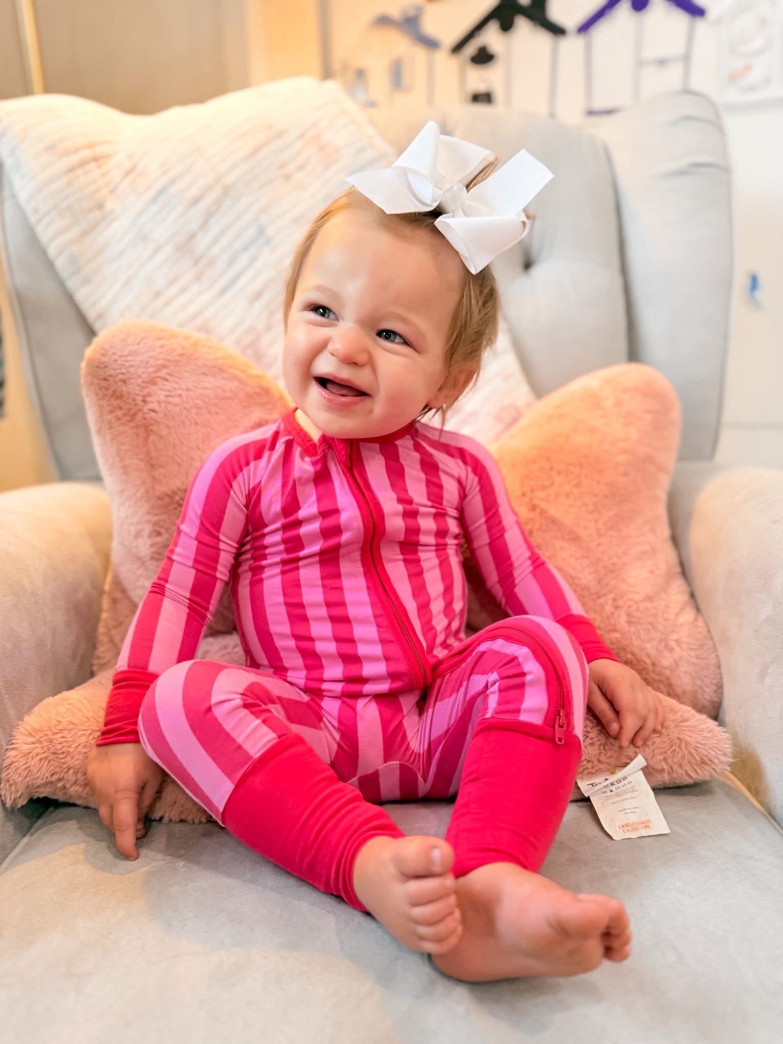 Bubblegum Pink Striped Double Zippy Romper