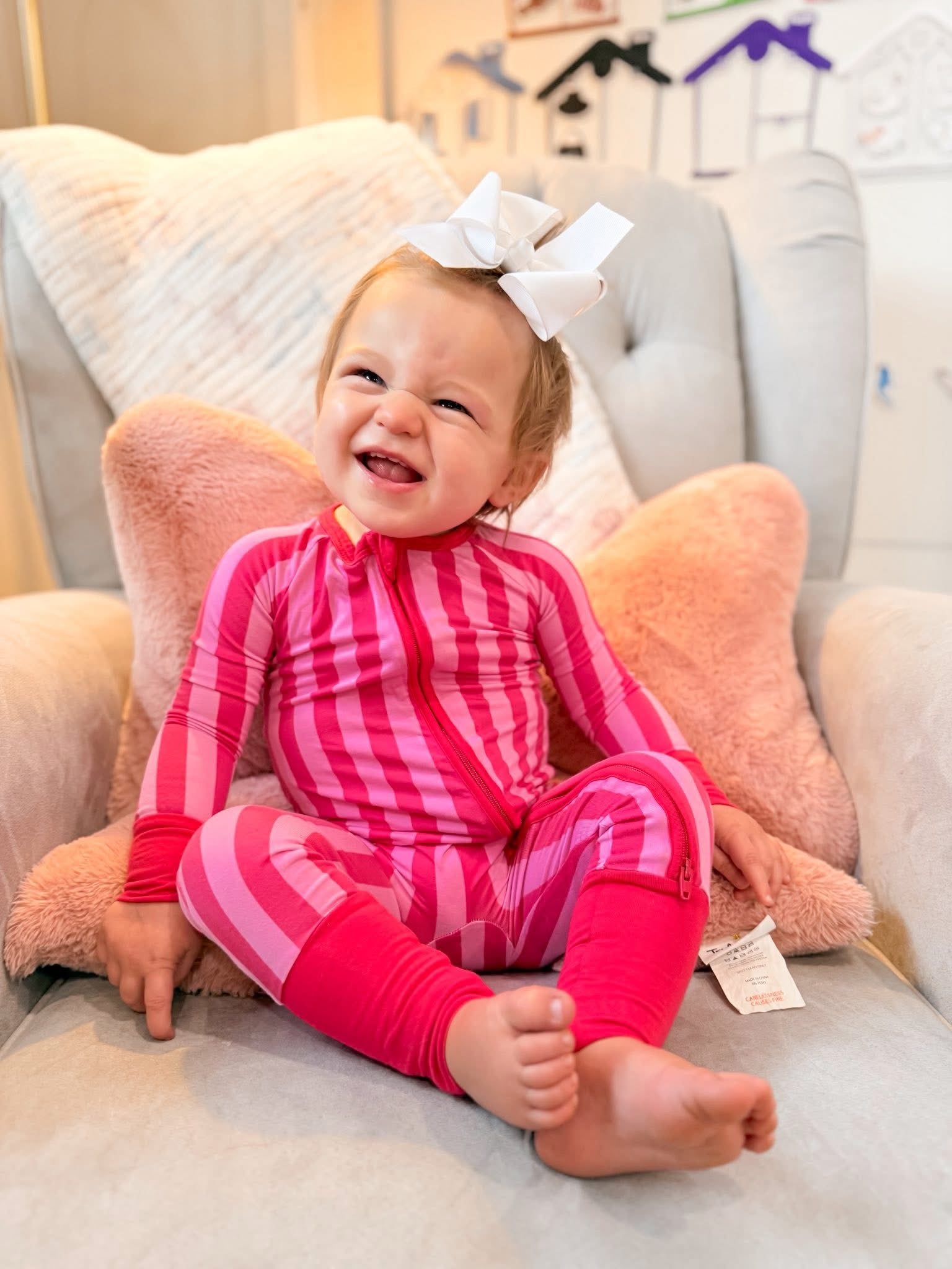 Bubblegum Pink Striped Double Zippy Romper