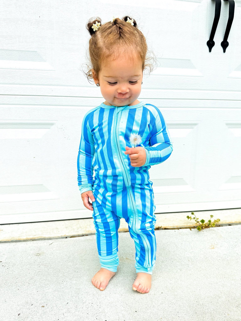 Blue Raspberry Striped Double Zippy Romper
