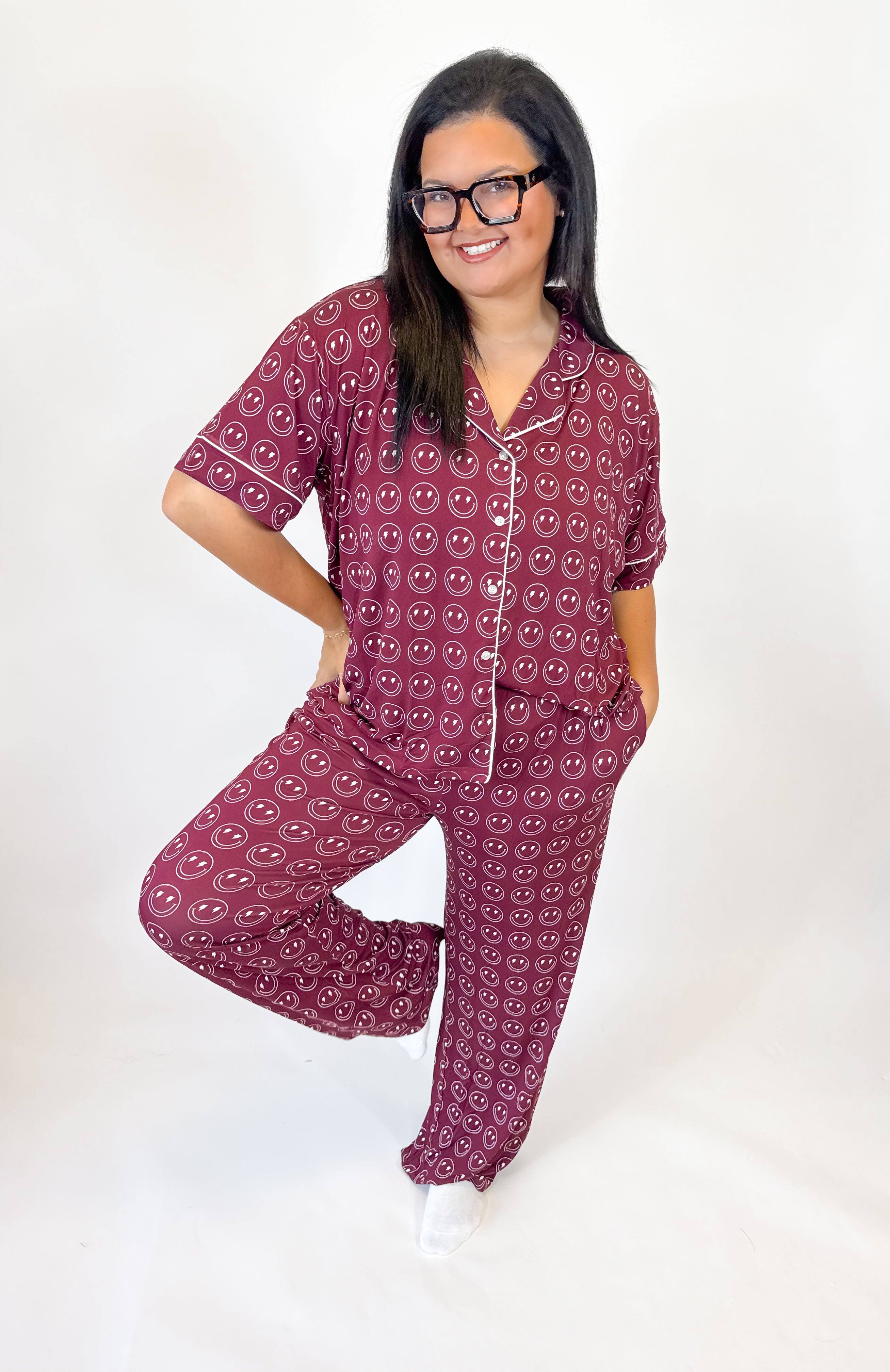 Merlot Smileys Womens Pant Set