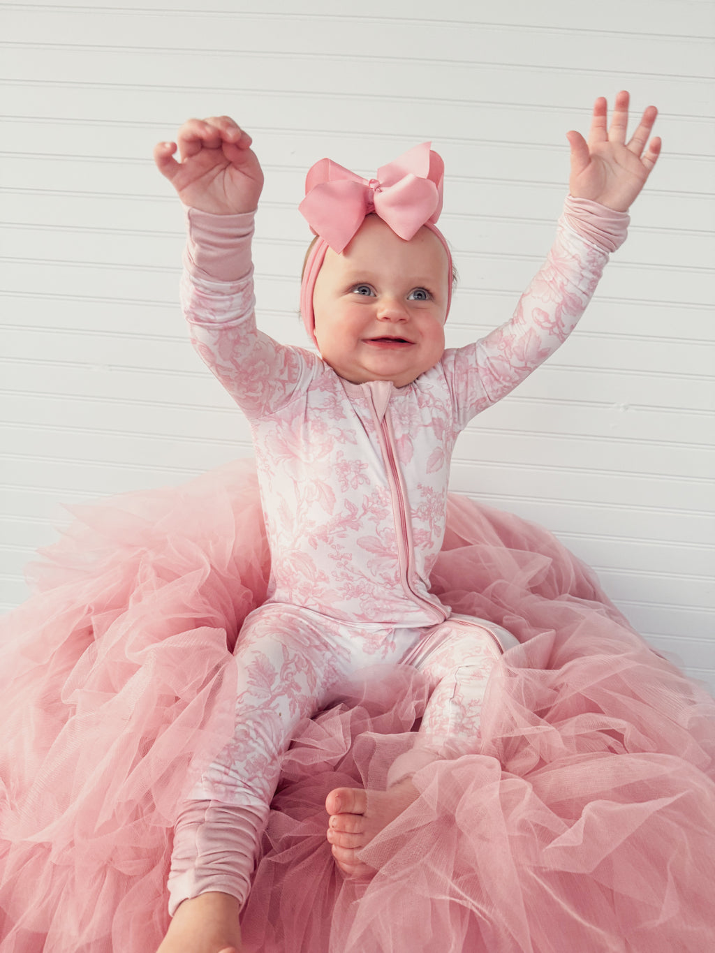 Pink Toile Double Zippy Romper