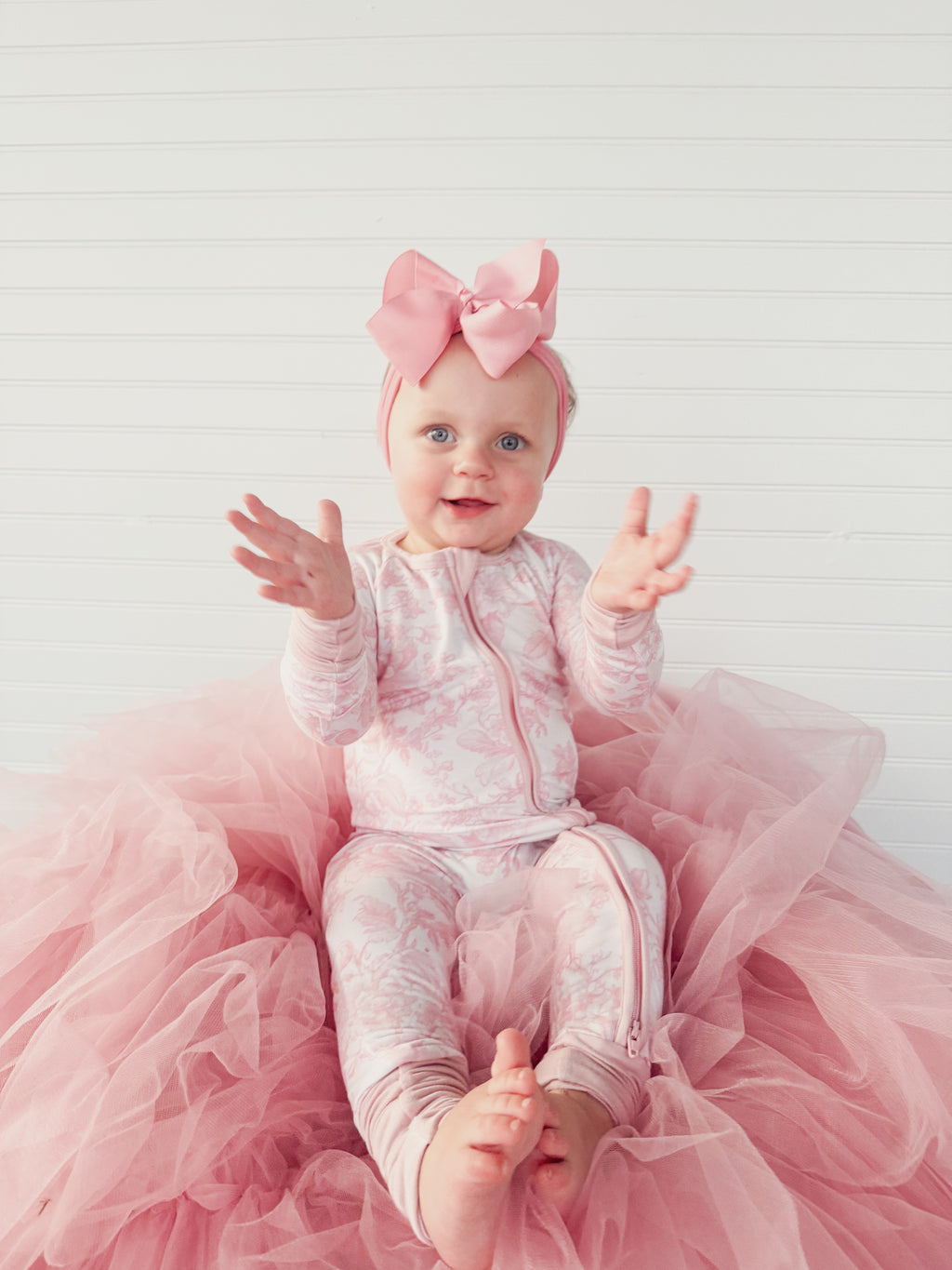 Pink Toile Double Zippy Romper