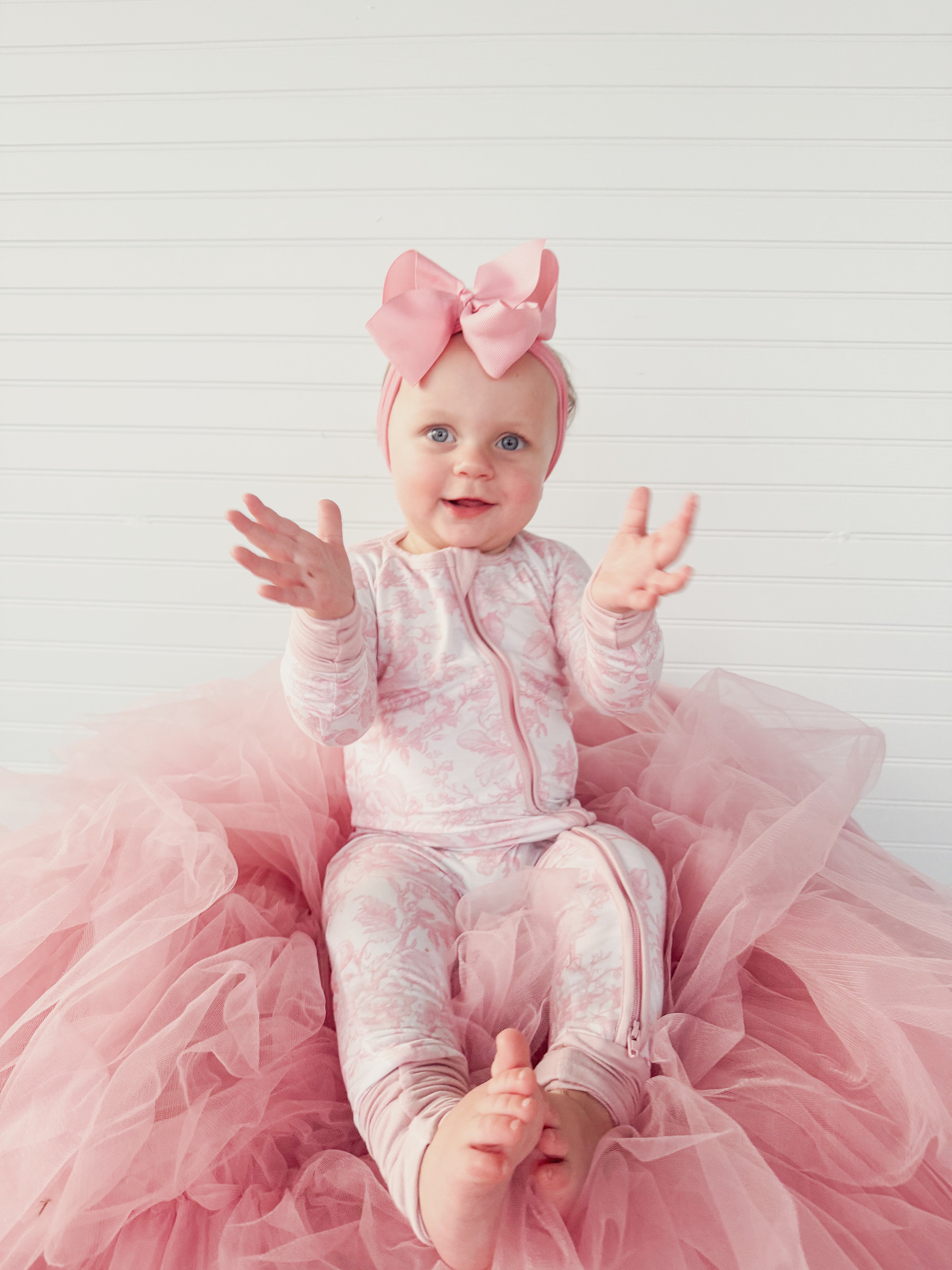 Pink Toile Double Zippy Romper