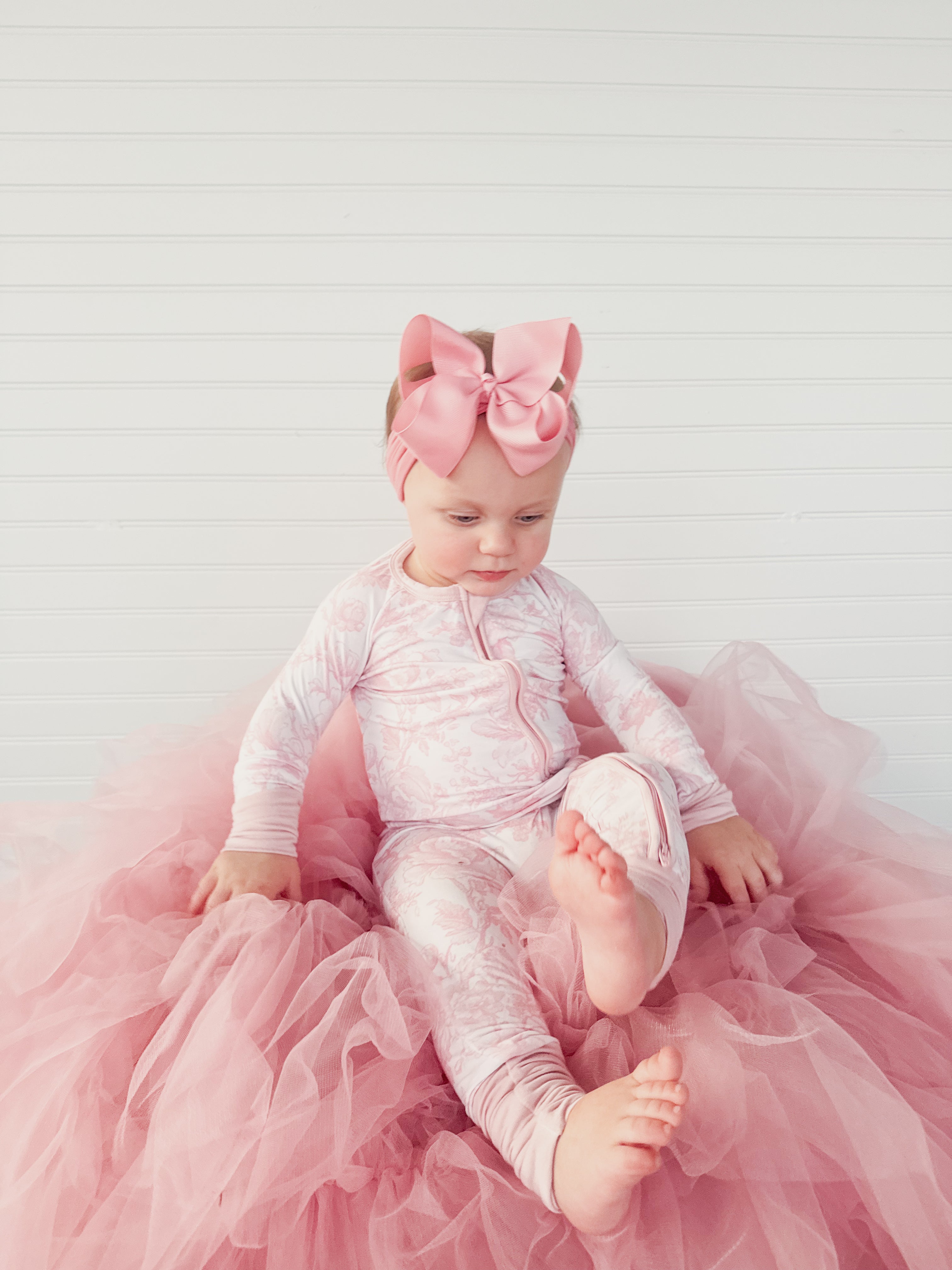 Pink Toile Double Zippy Romper