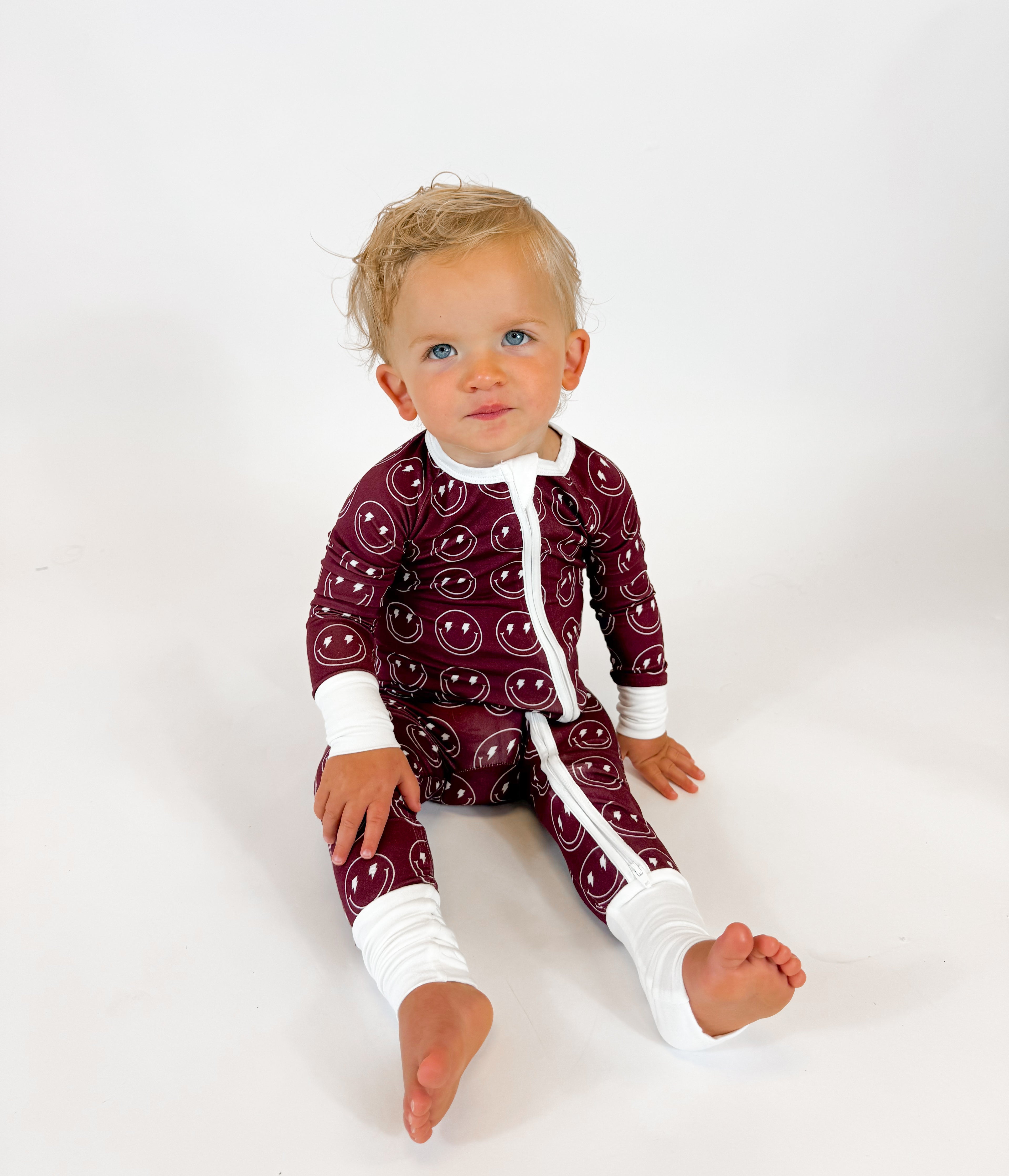 Merlot Smileys Double Zippy Romper
