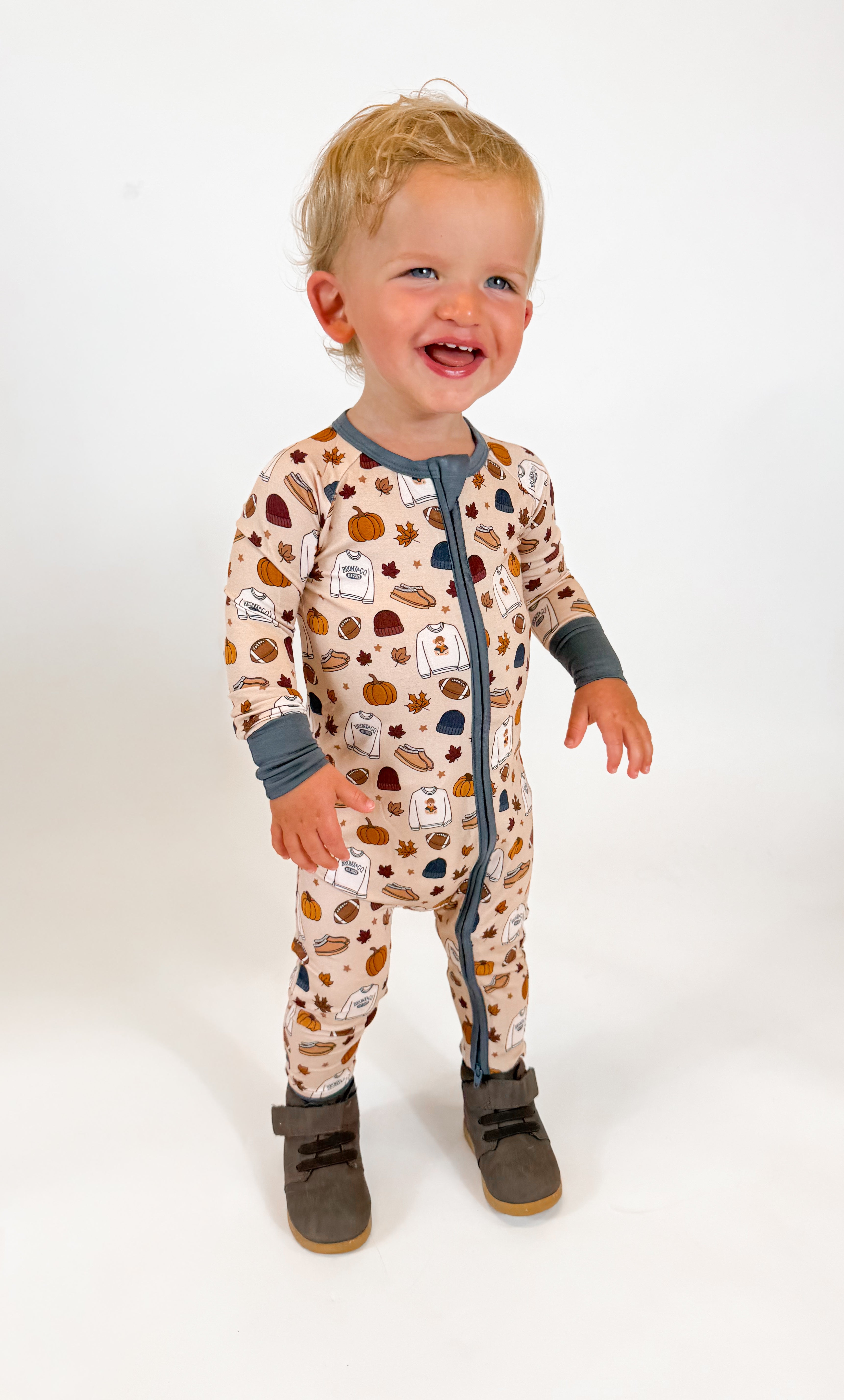 Autumn Dude Double Zippy Romper
