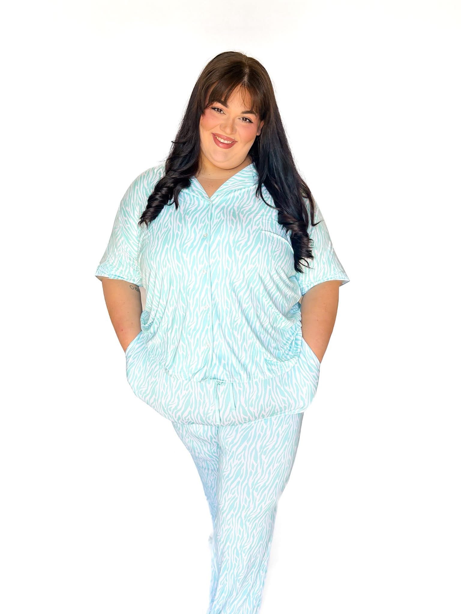 Mint Zebra Womens Pant Set