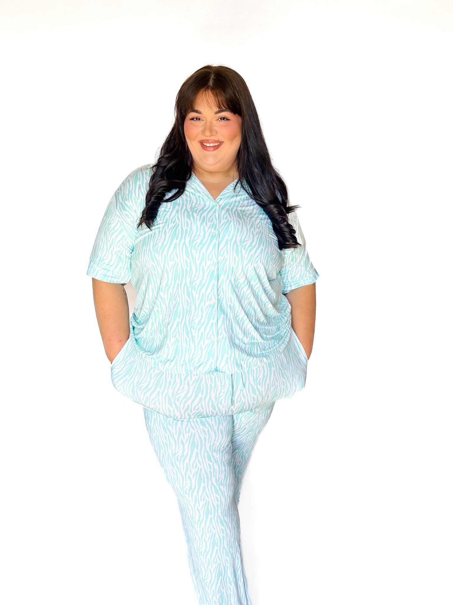 Mint Zebra Womens Pant Set