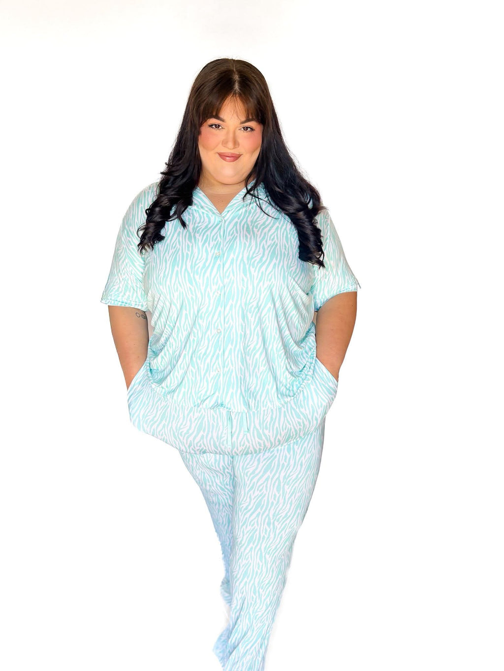 Mint Zebra Womens Pant Set
