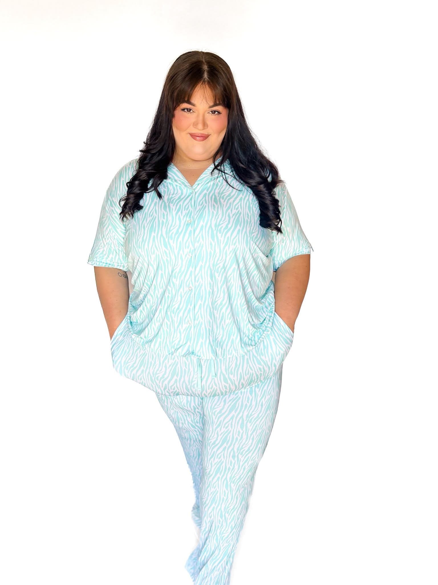 Mint Zebra Womens Pant Set