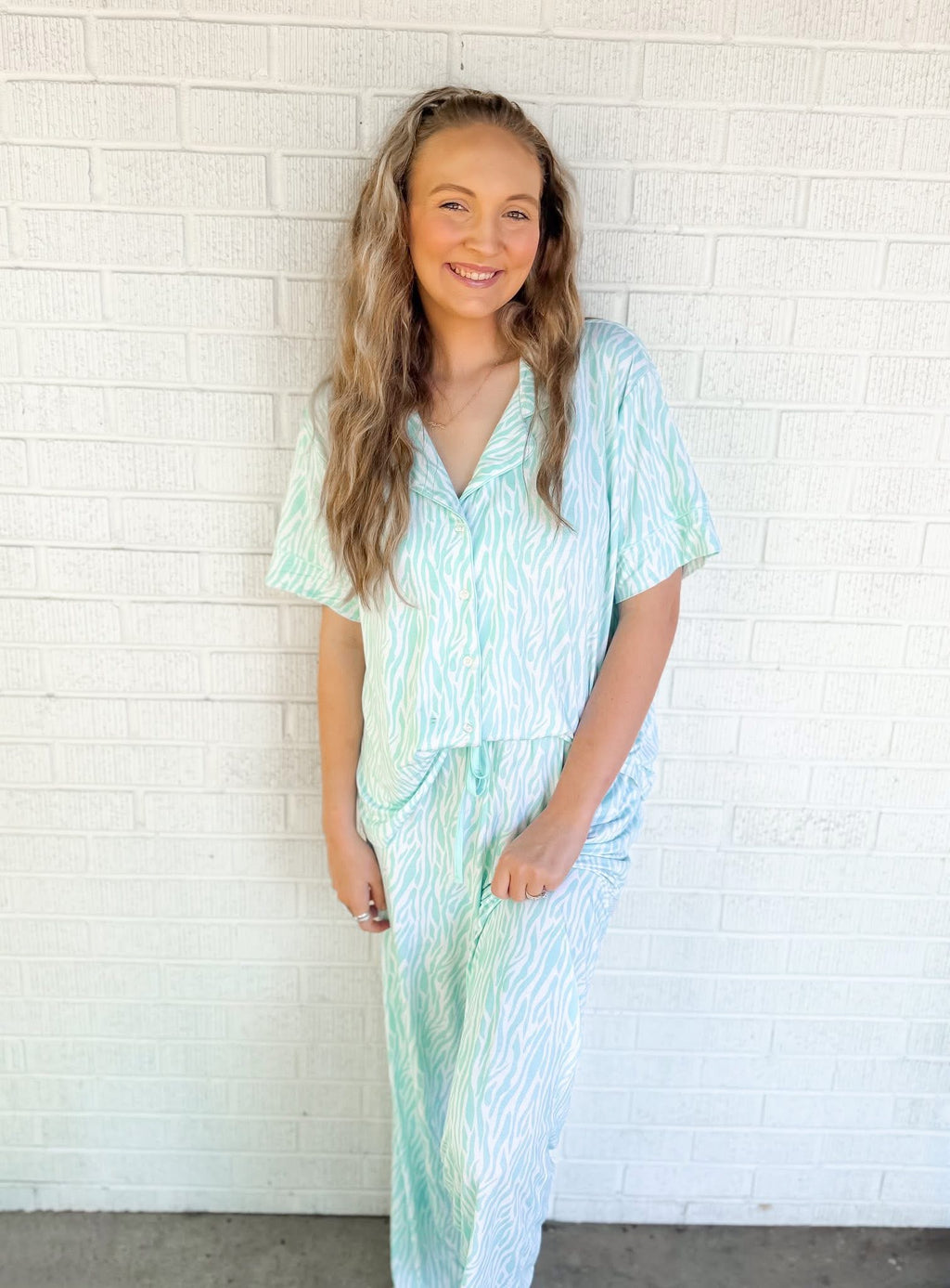 Mint Zebra Womens Pant Set