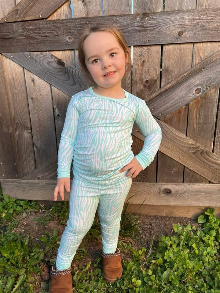 Mint Zebra Two Piece Set