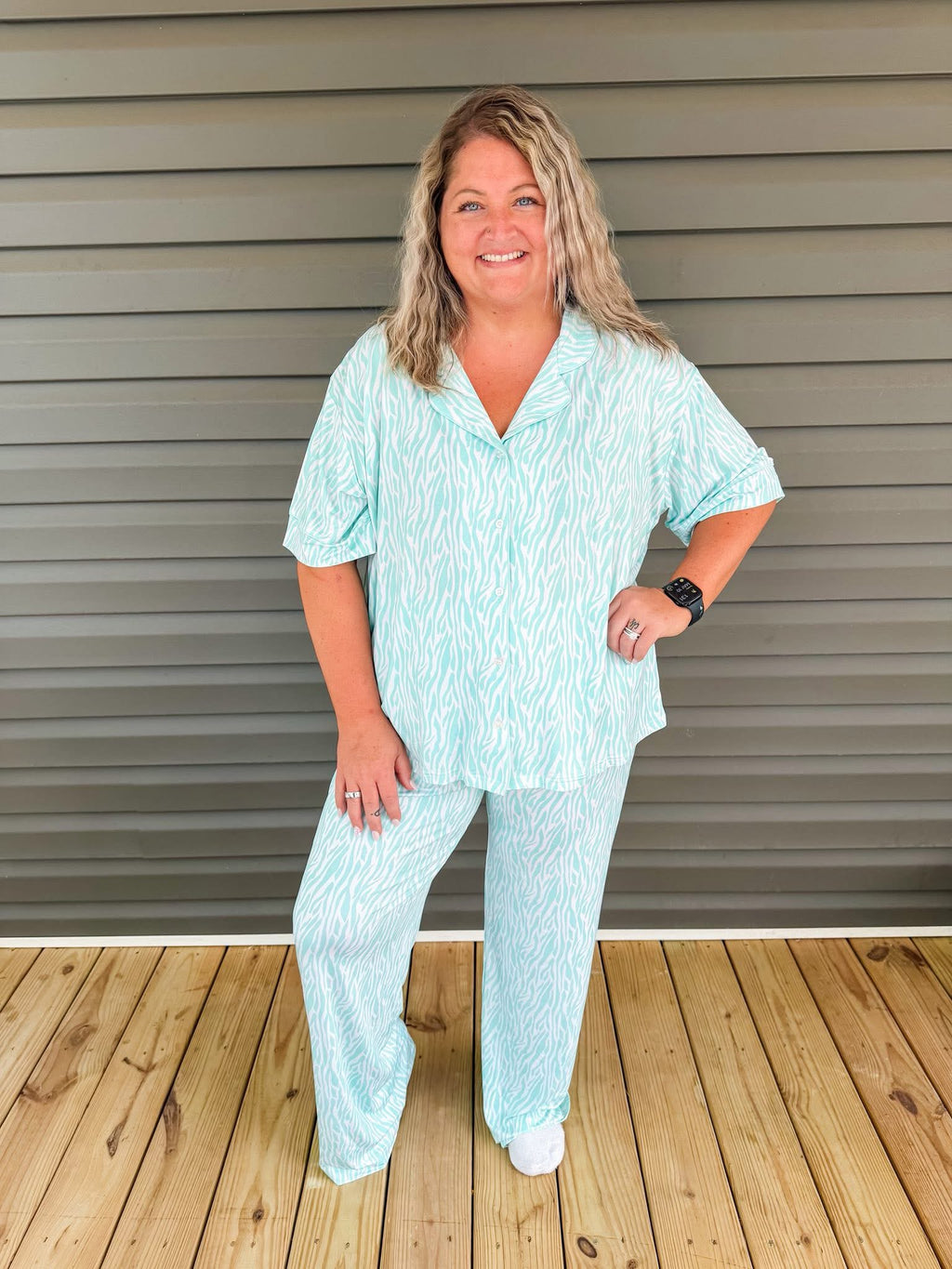 Mint Zebra Womens Pant Set