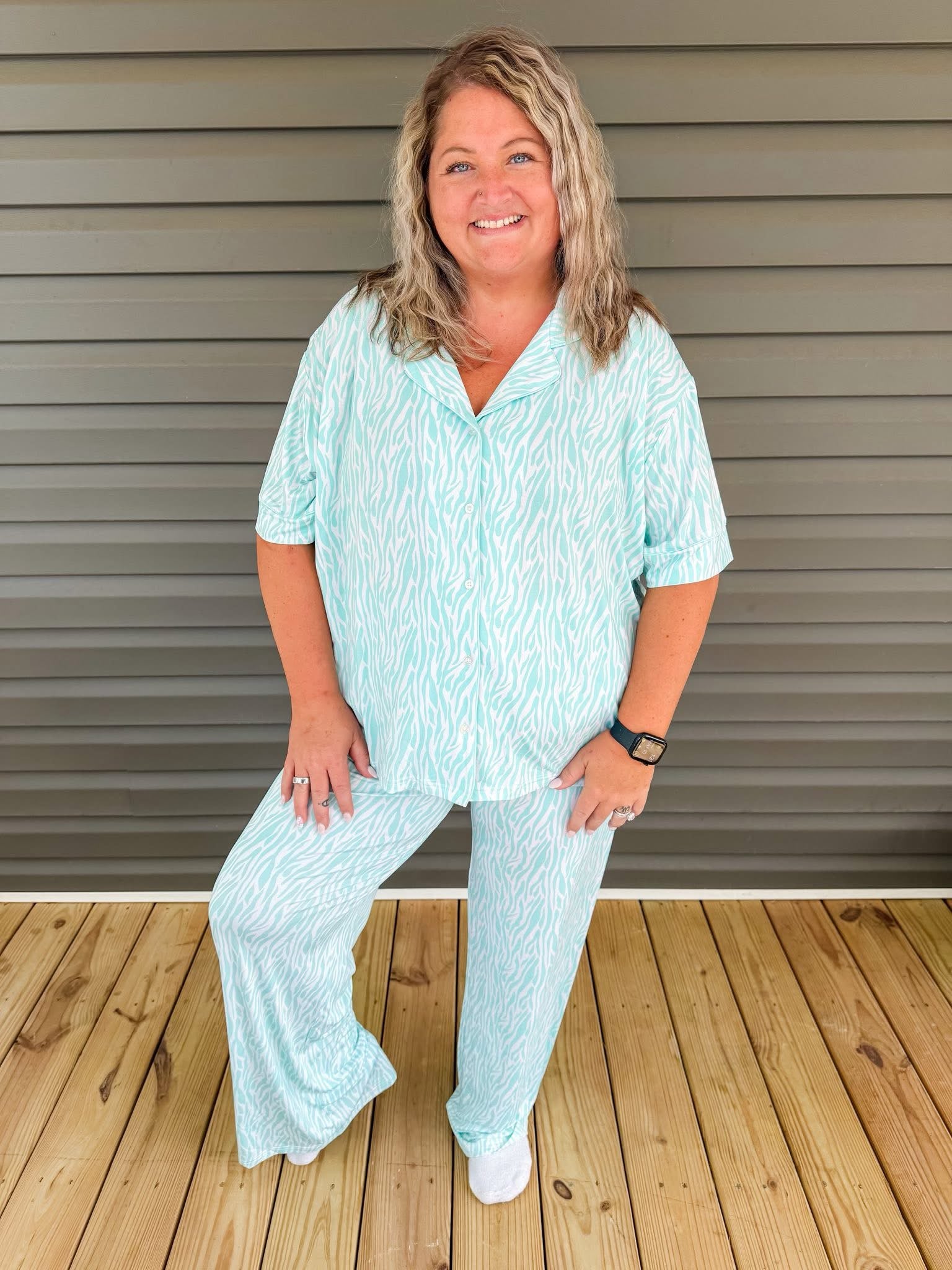 Mint Zebra Womens Pant Set