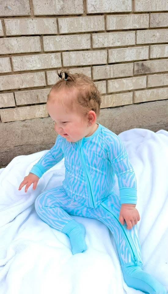 Mint Zebra Double Zippy Romper