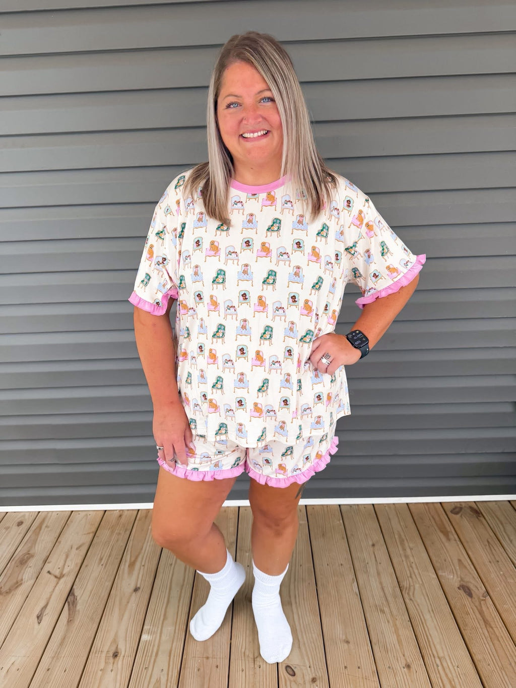 Fancy Dogs Women’s Ruffle Short Set