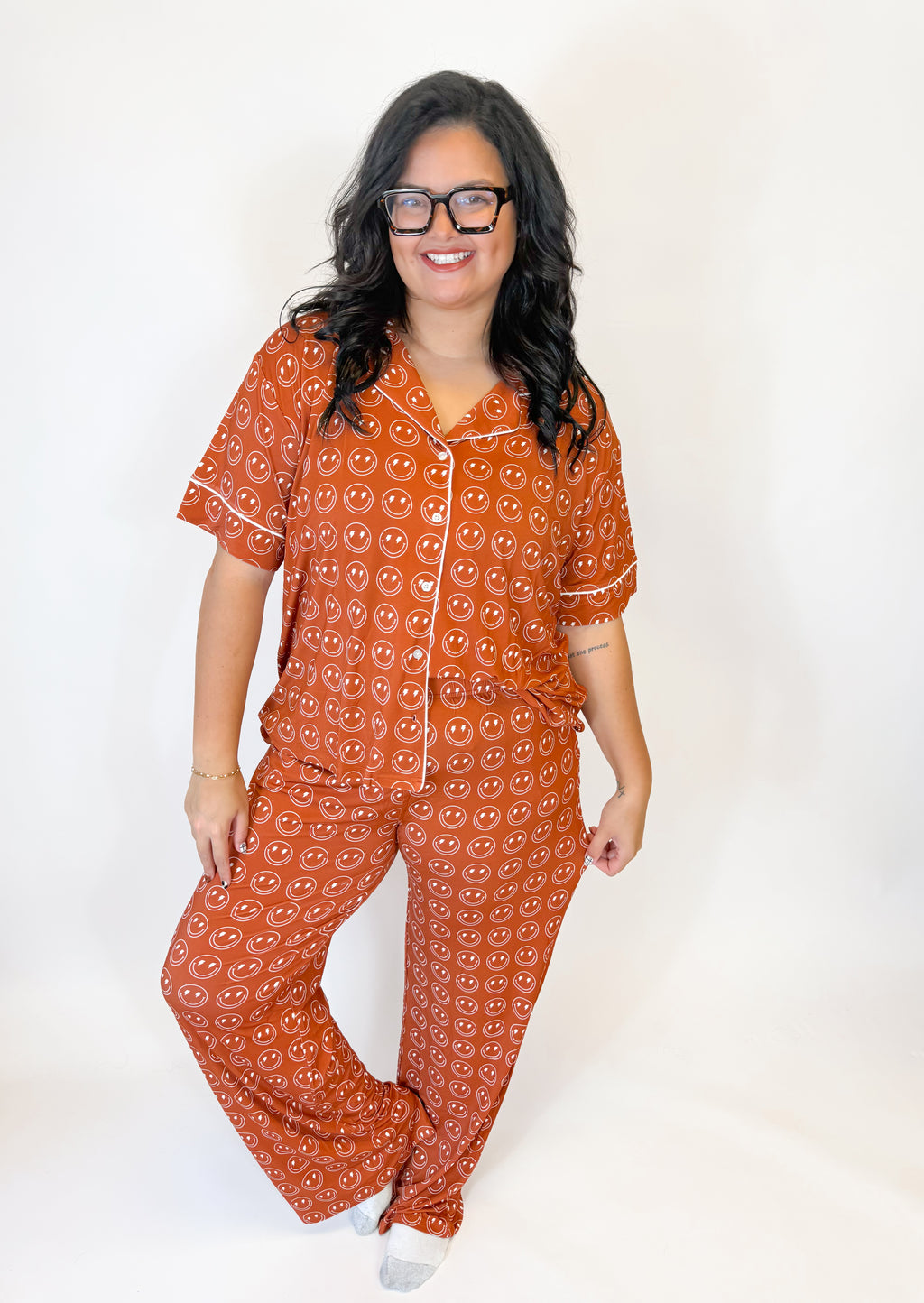 Retro Rust Smileys Womens Pant Set