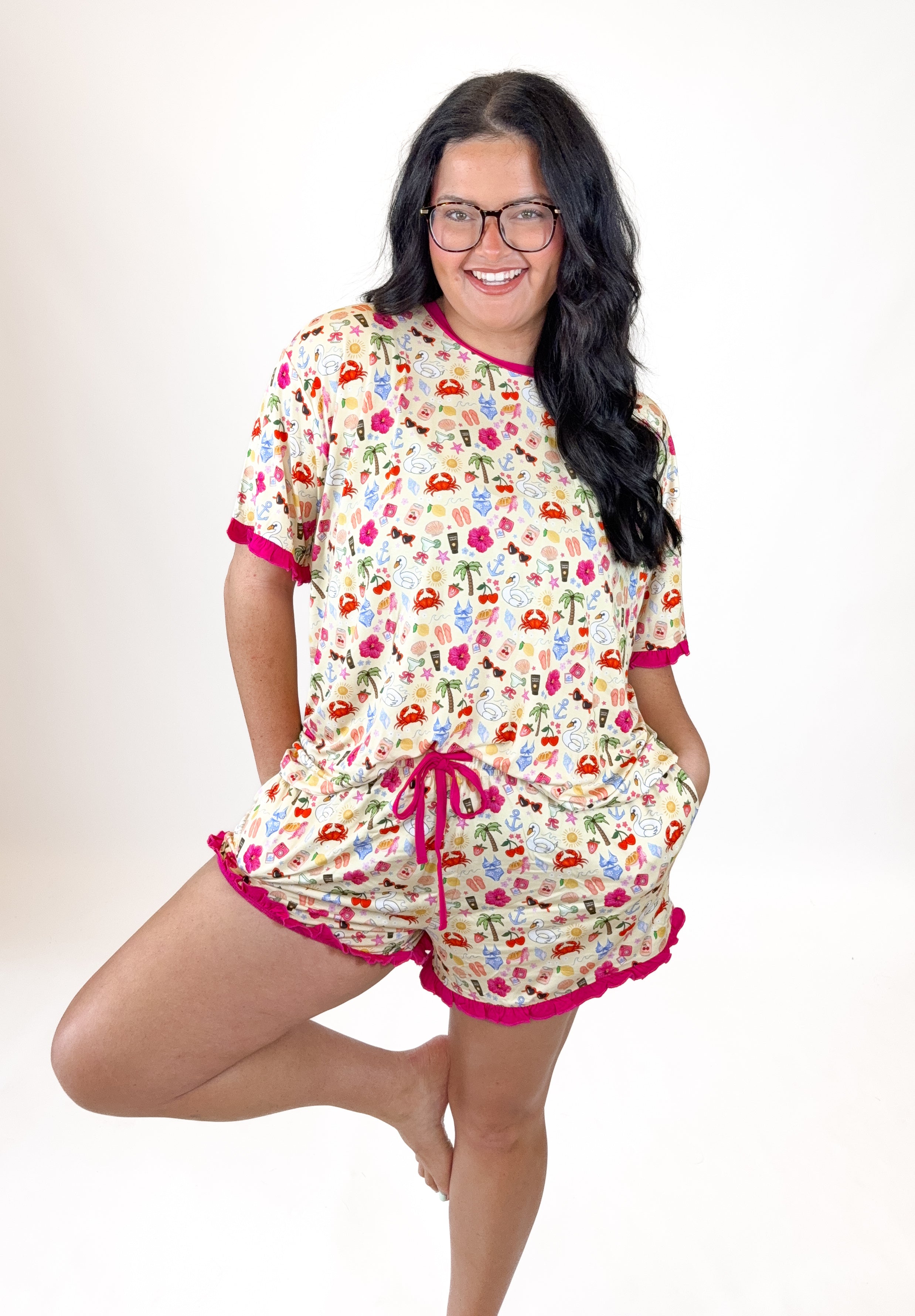 Hot Girl Summer Womens Ruffle Set