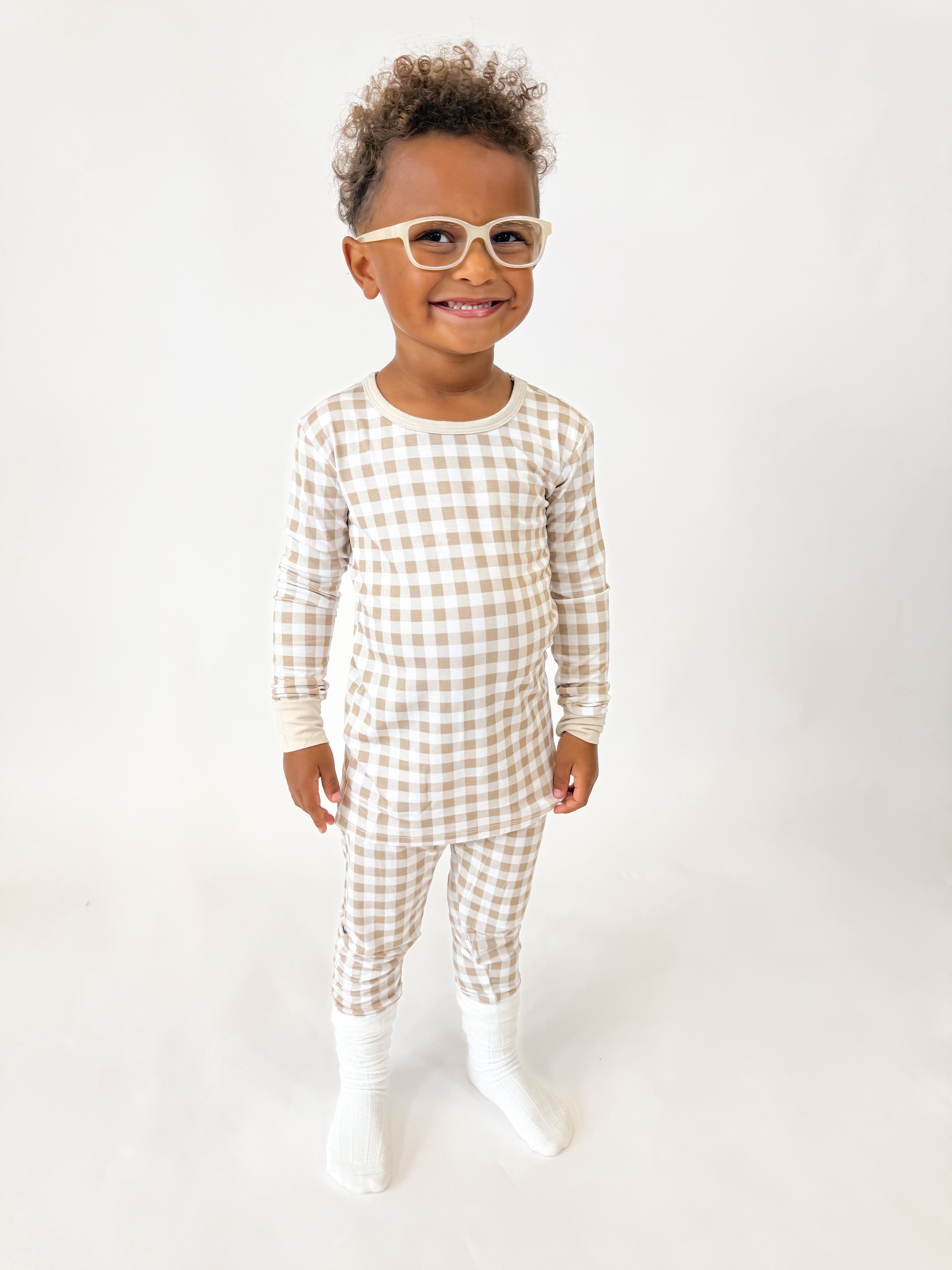 Oatmeal Gingham Two Piece Set