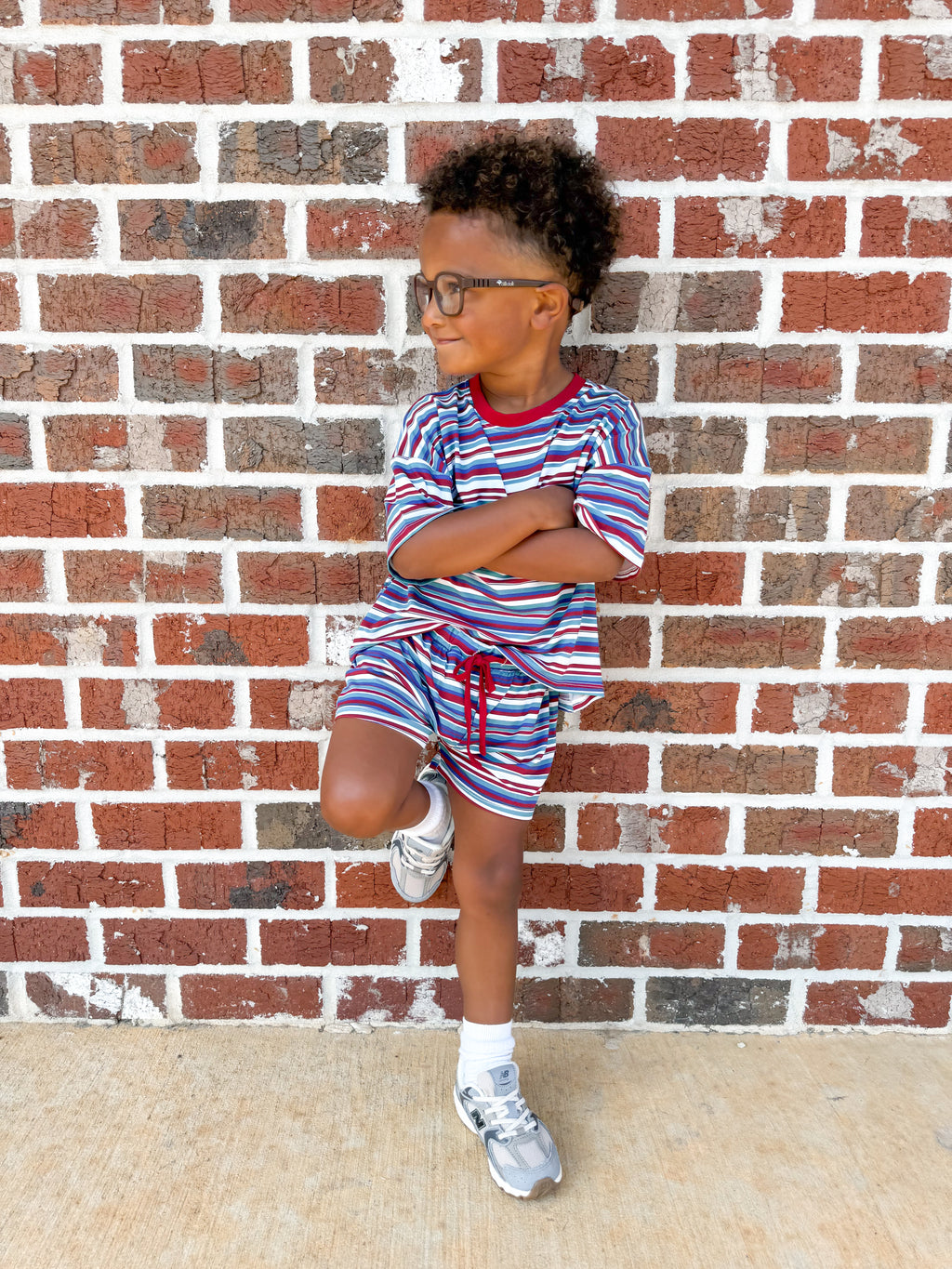 Retro Stripes Oversized Short Set