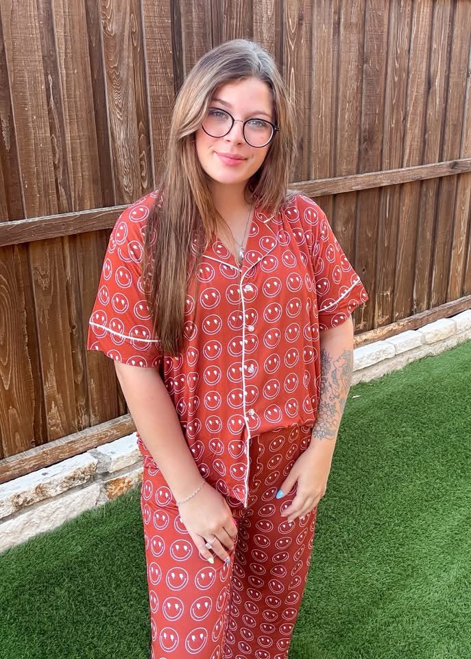 Retro Rust Smileys Womens Pant Set