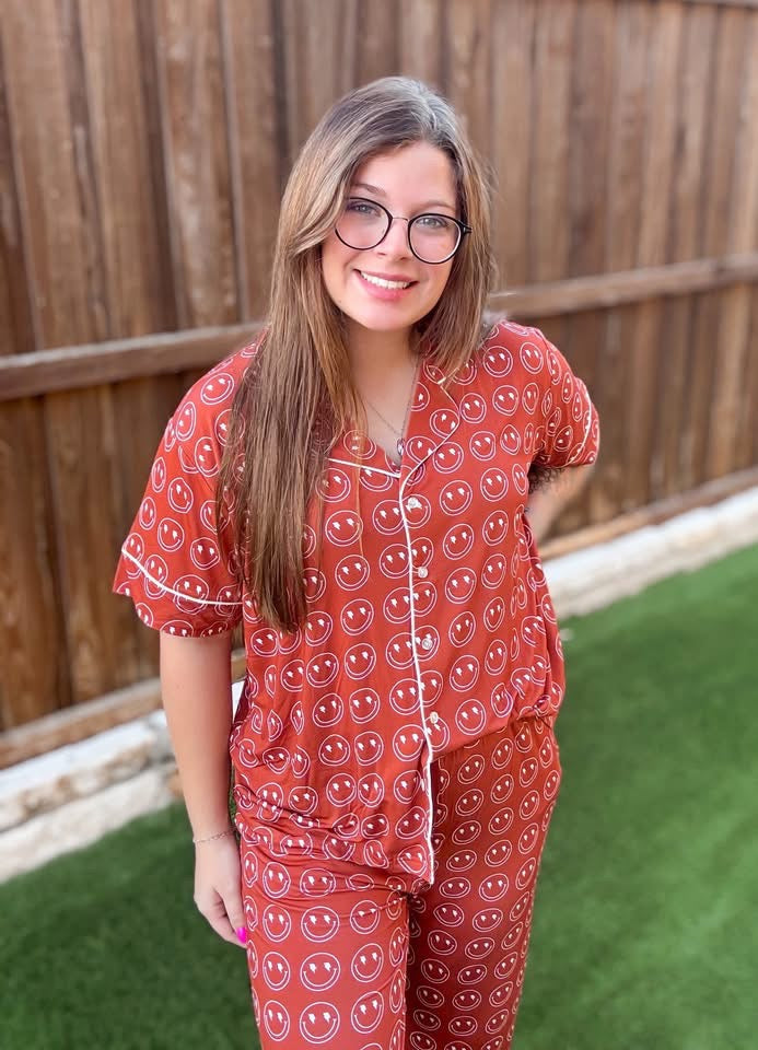 Retro Rust Smileys Womens Pant Set