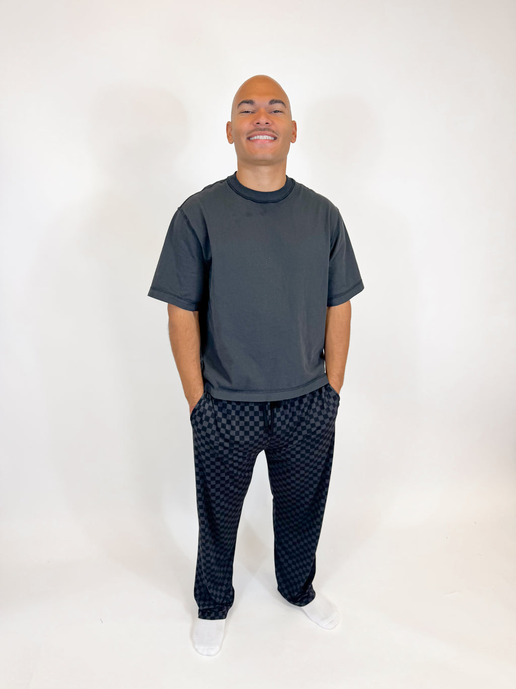 Midnight Checks Unisex Straight Leg Pants