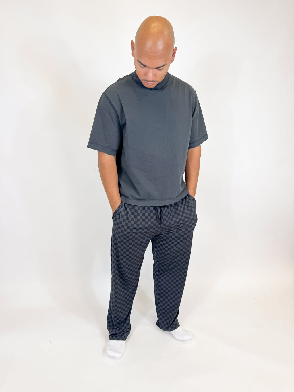 Midnight Checks Unisex Straight Leg Pants