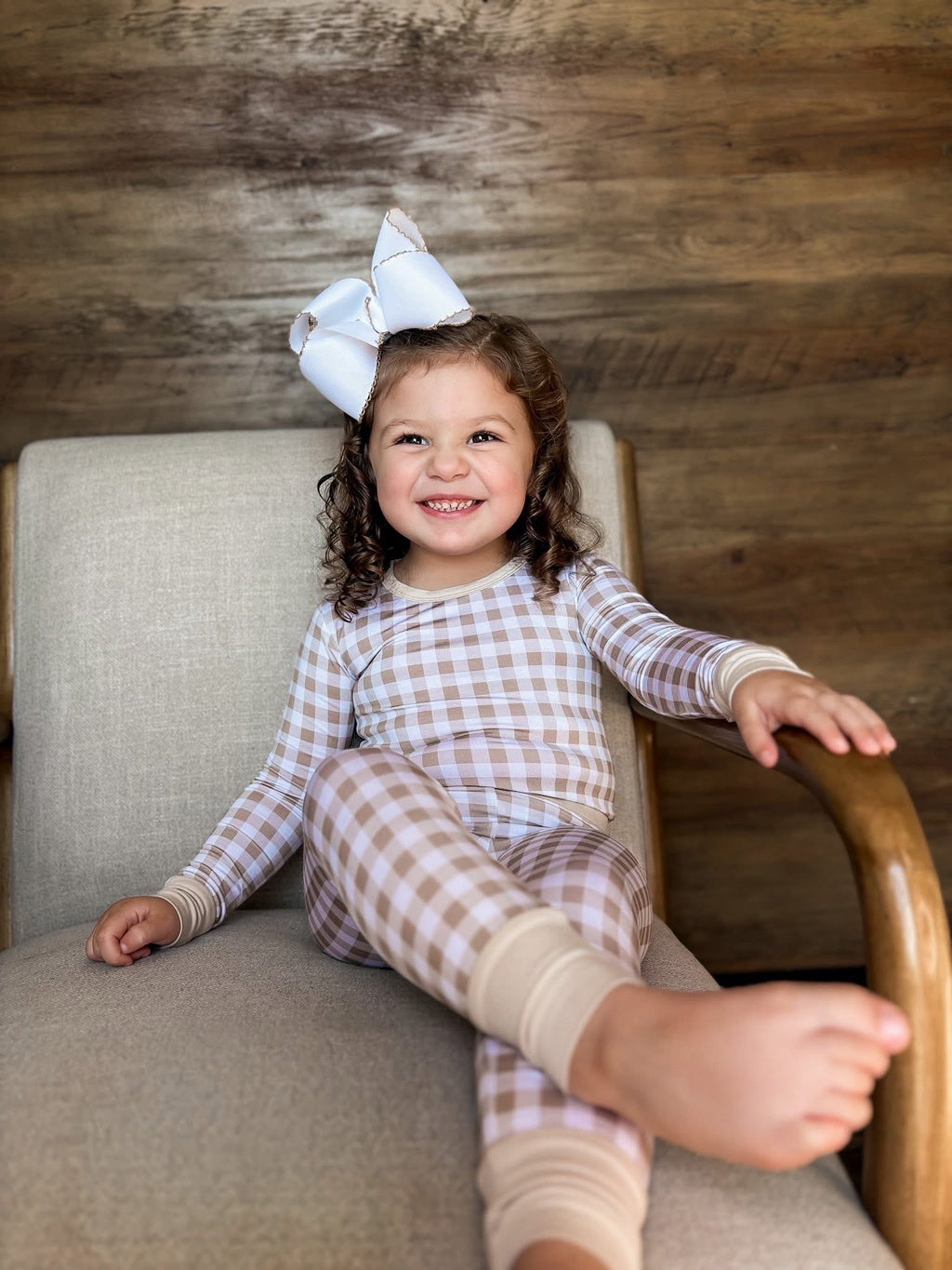 Oatmeal Gingham Two Piece Set