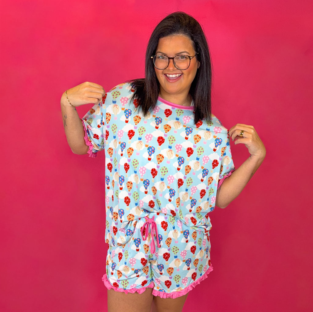 Sweet Skies Womens Ruffle Short Set