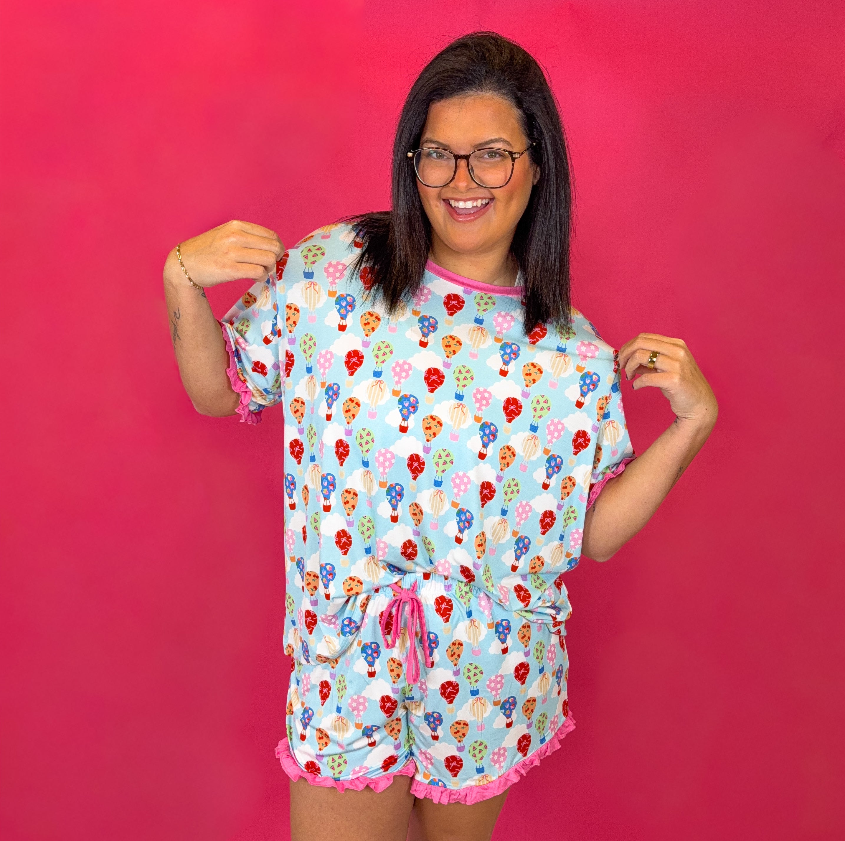 Sweet Skies Womens Ruffle Short Set