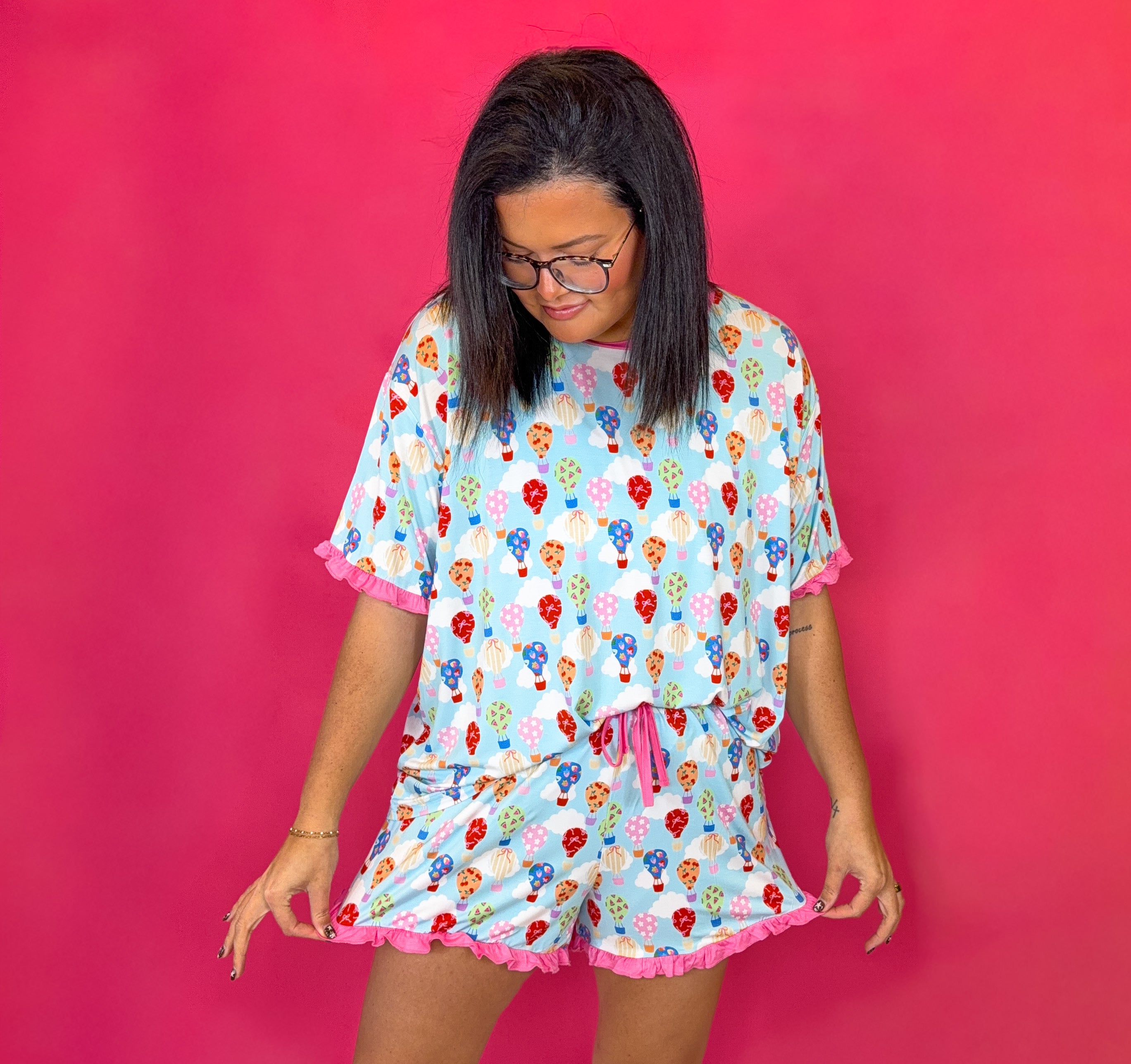 Sweet Skies Womens Ruffle Short Set