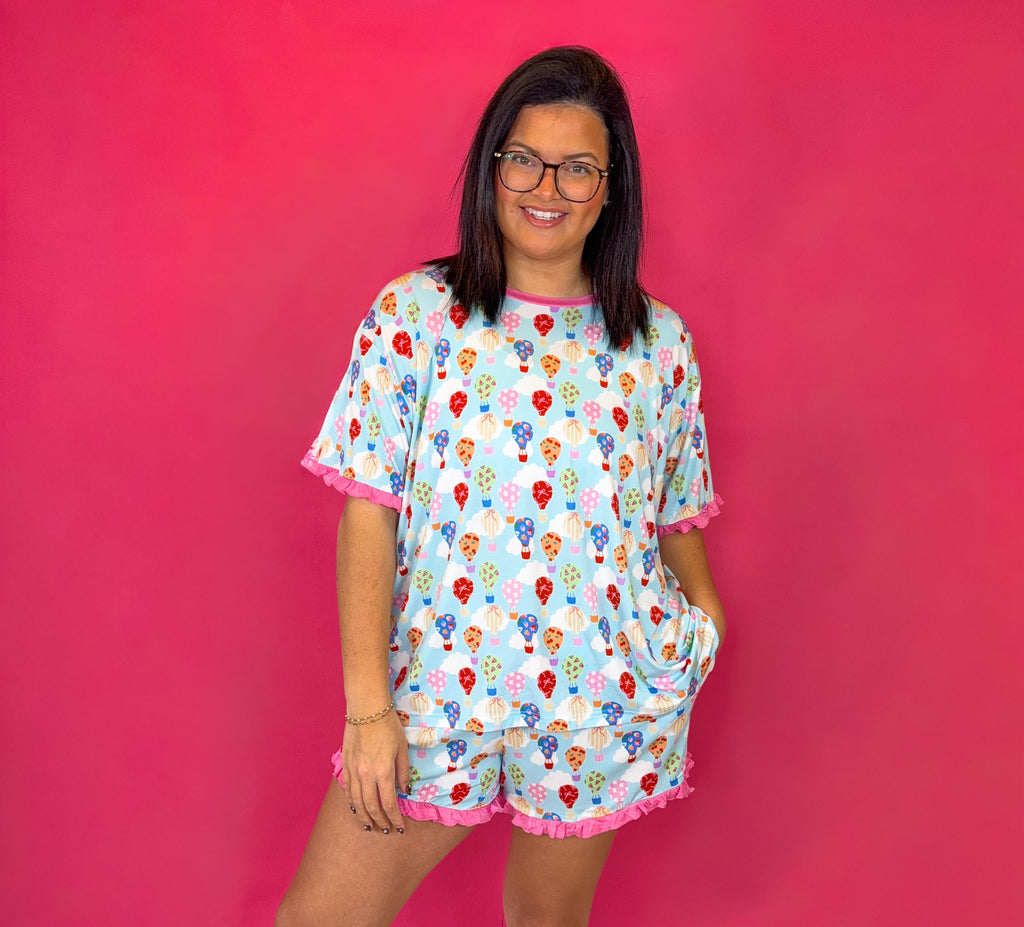 Sweet Skies Womens Ruffle Short Set