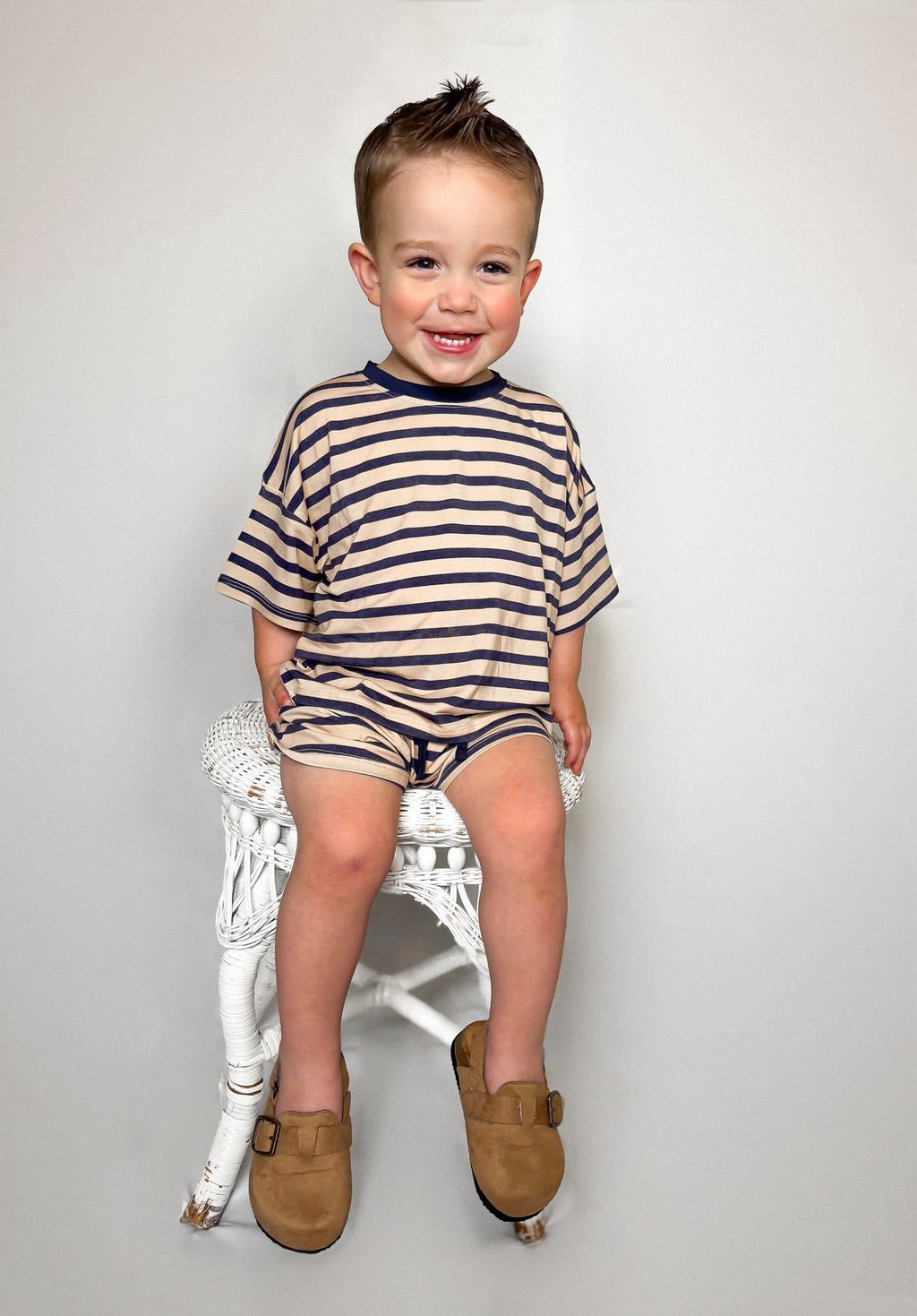 Coastal Stripes Oversized Short Set