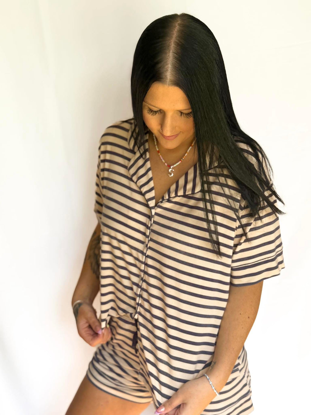 Coastal Stripes Womens Short Set