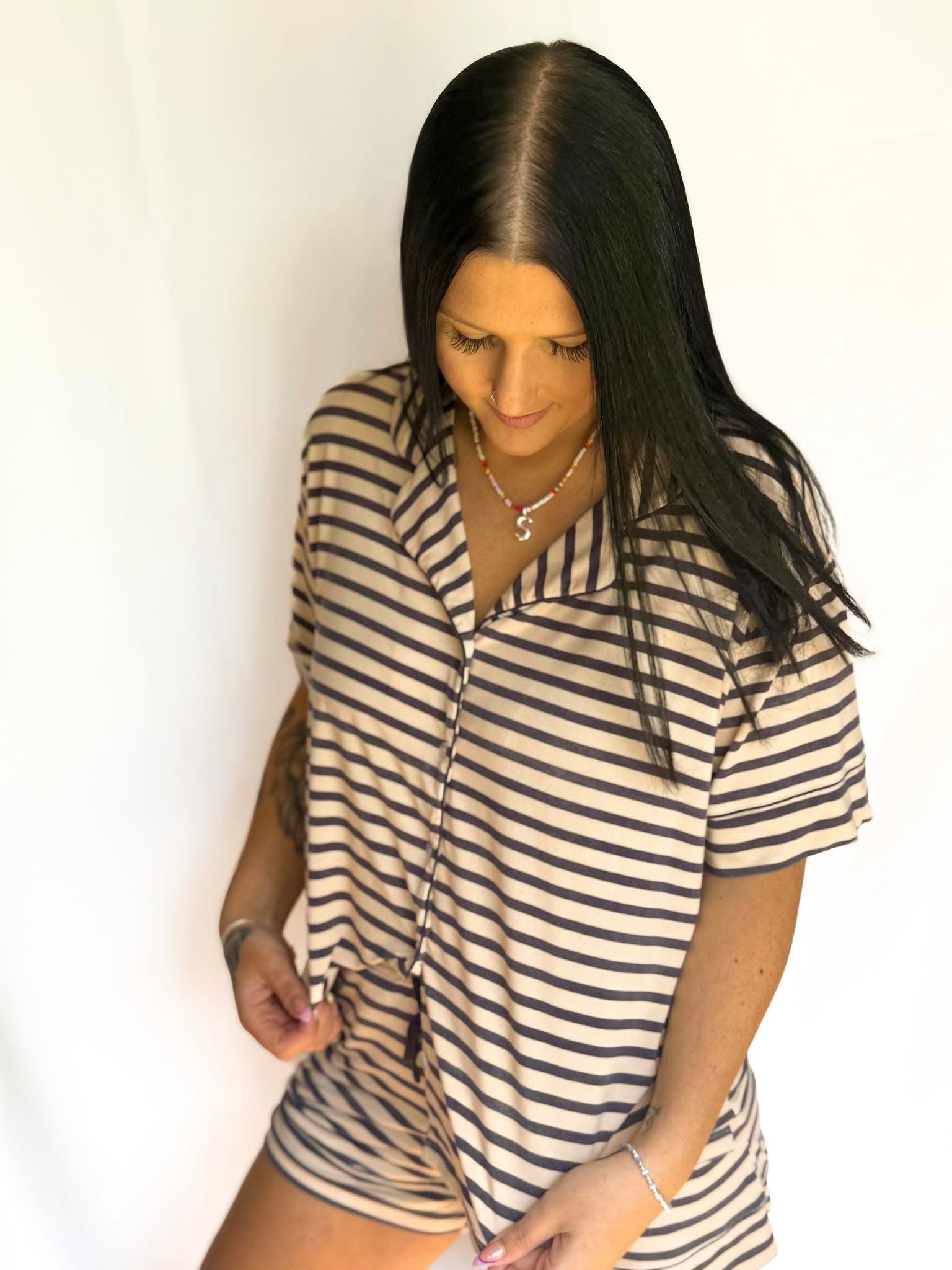 Coastal Stripes Womens Short Set