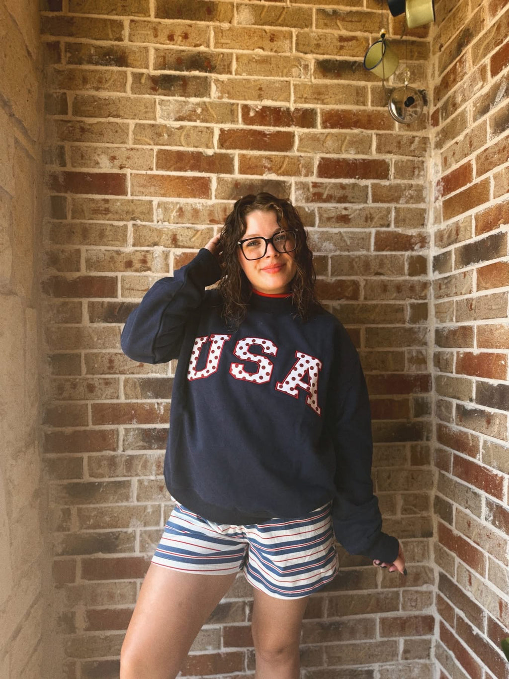 USA Polka dot Mockneck Sweatshirt