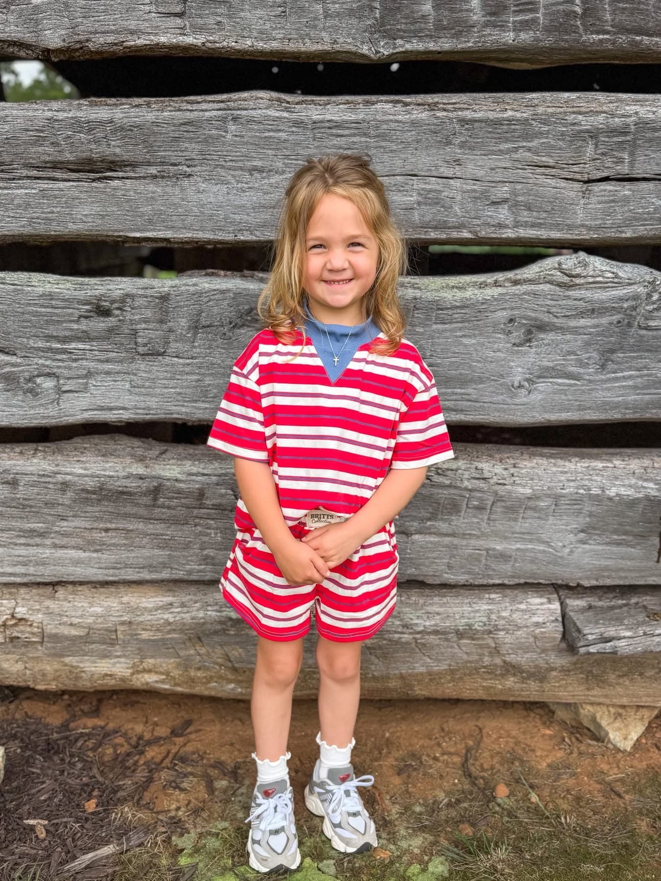 Red/White Striped Kids Short Set