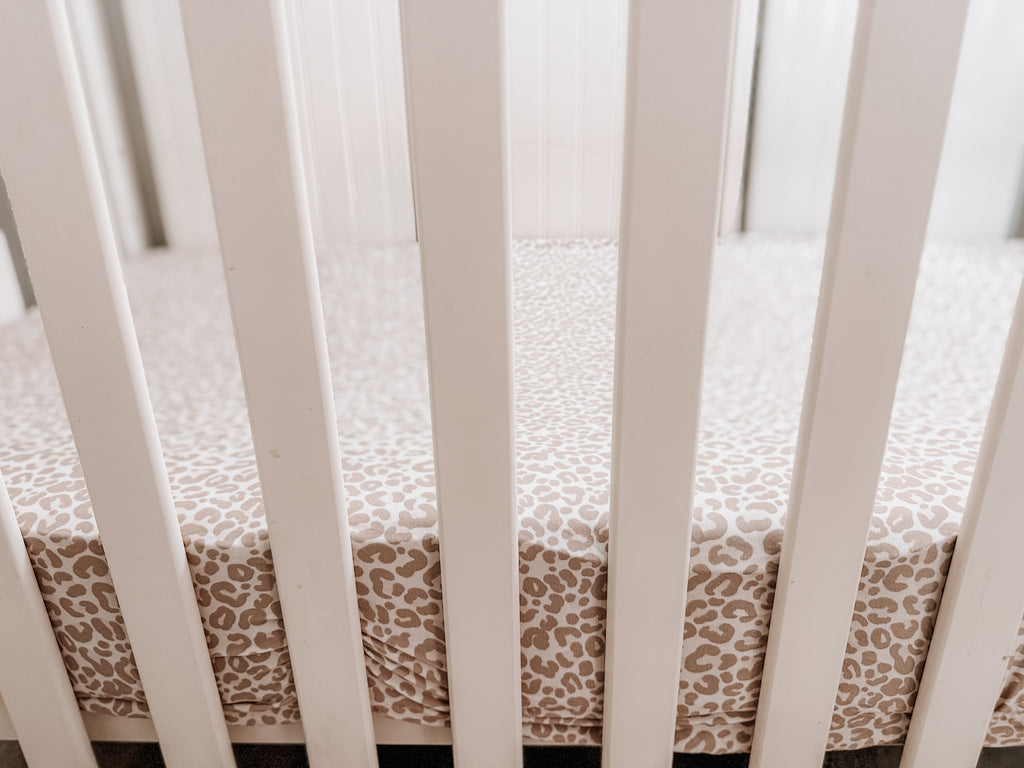 Oat Leopard Crib Sheet