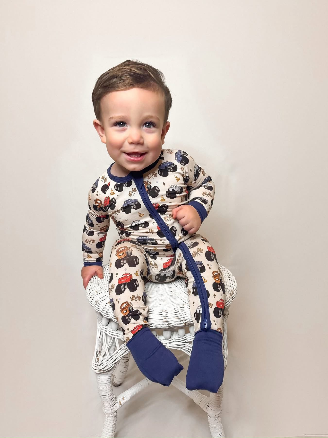 Monster Truck Friends Double Zippy Romper
