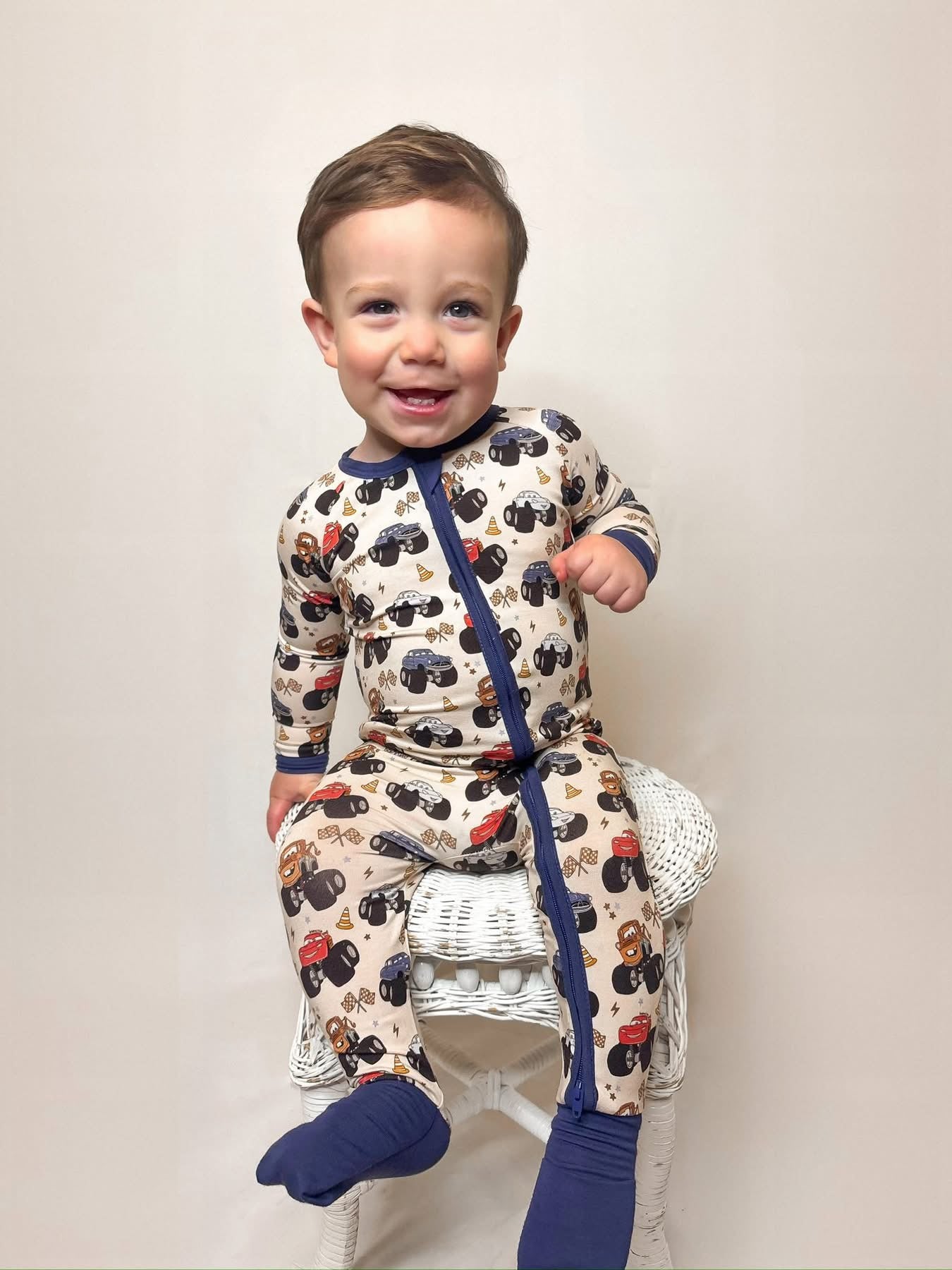 Monster Truck Friends Double Zippy Romper