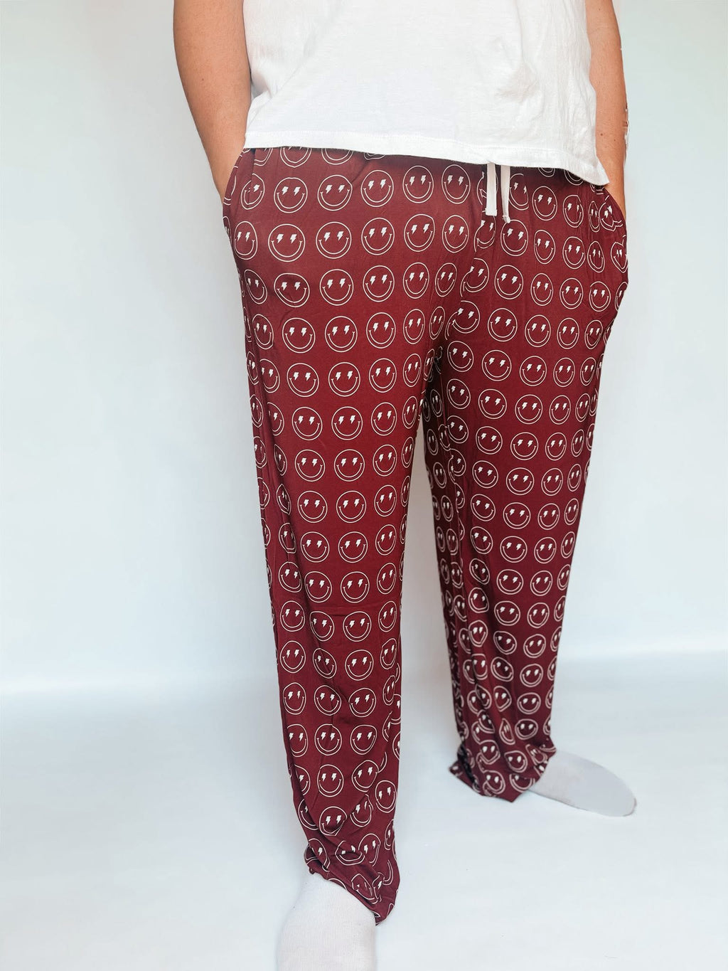Merlot Smileys Unisex Straight Leg Pants