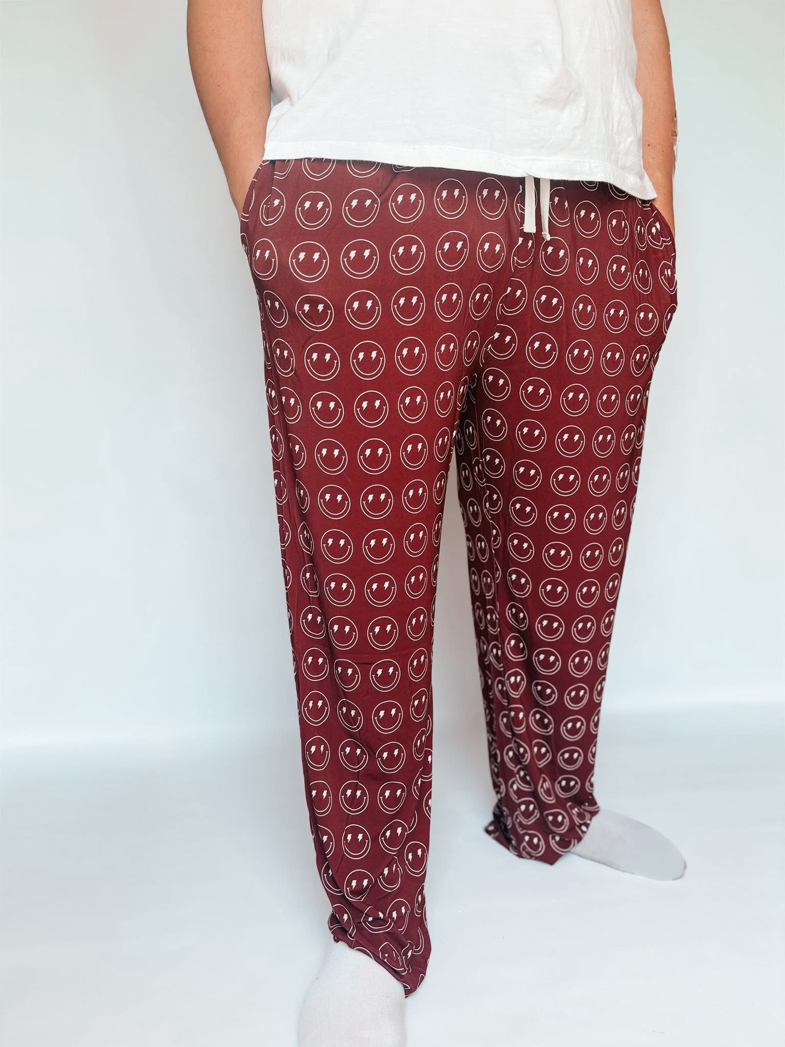 Merlot Smileys Unisex Straight Leg Pants