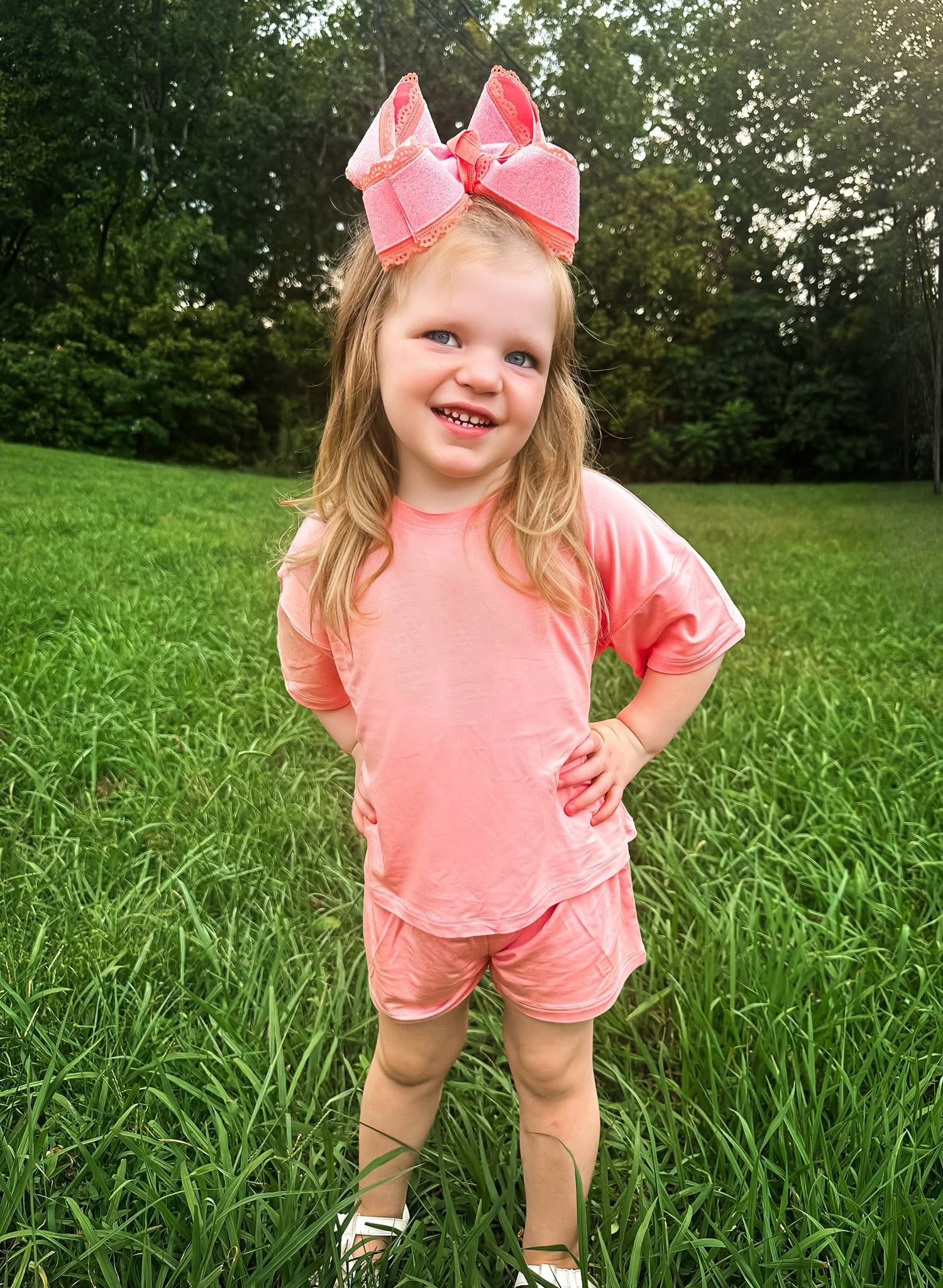 Pink Flamingo Oversized Short Set