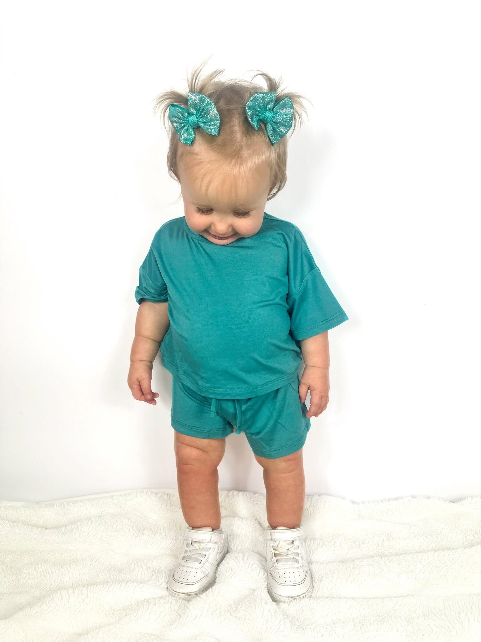 Tropical Teal Oversized Short Set