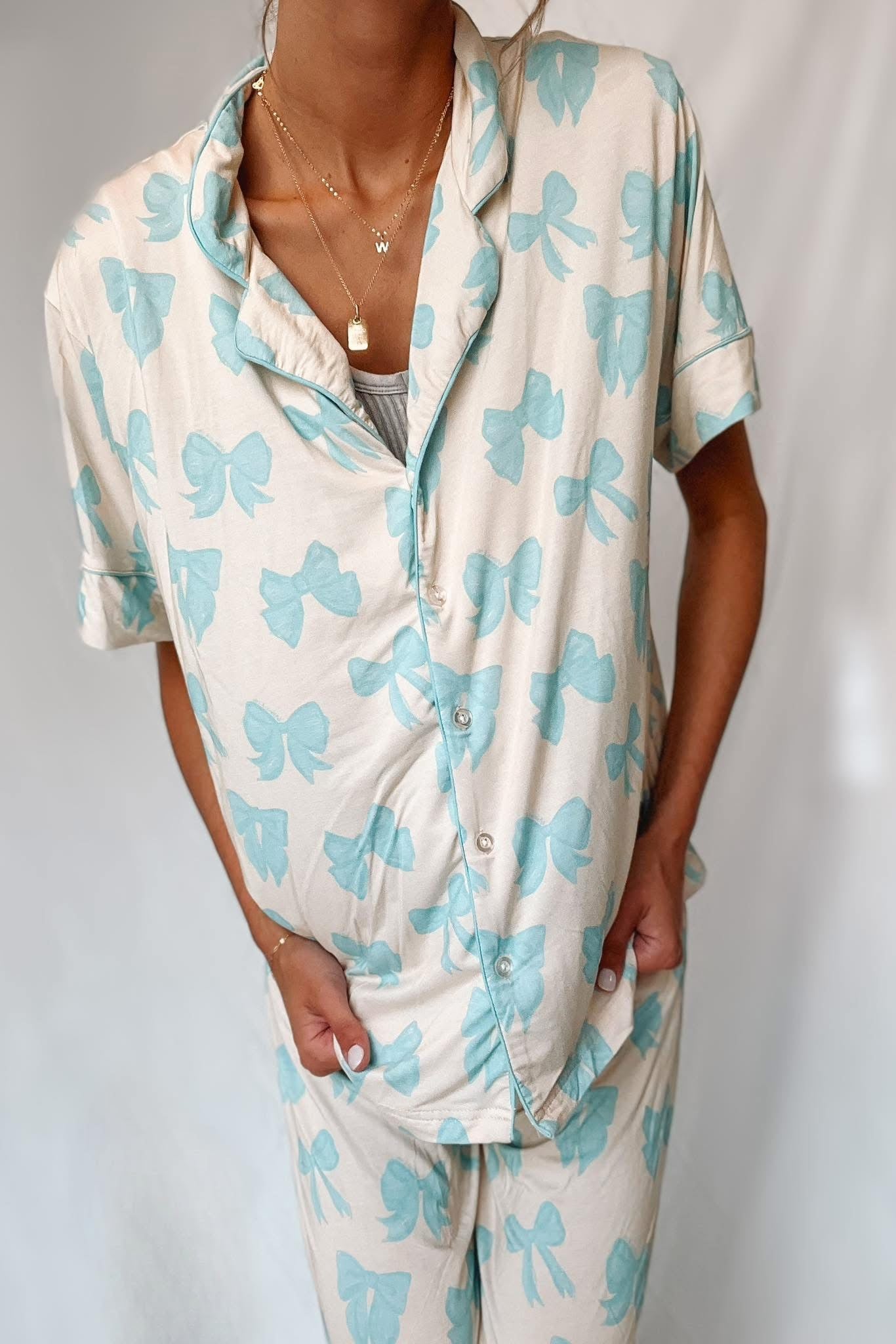 Bronx&Co. Blue Bows Womens Pant Set
