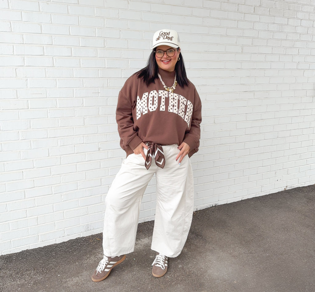 Mother Brown Polka dot Mockneck Sweater