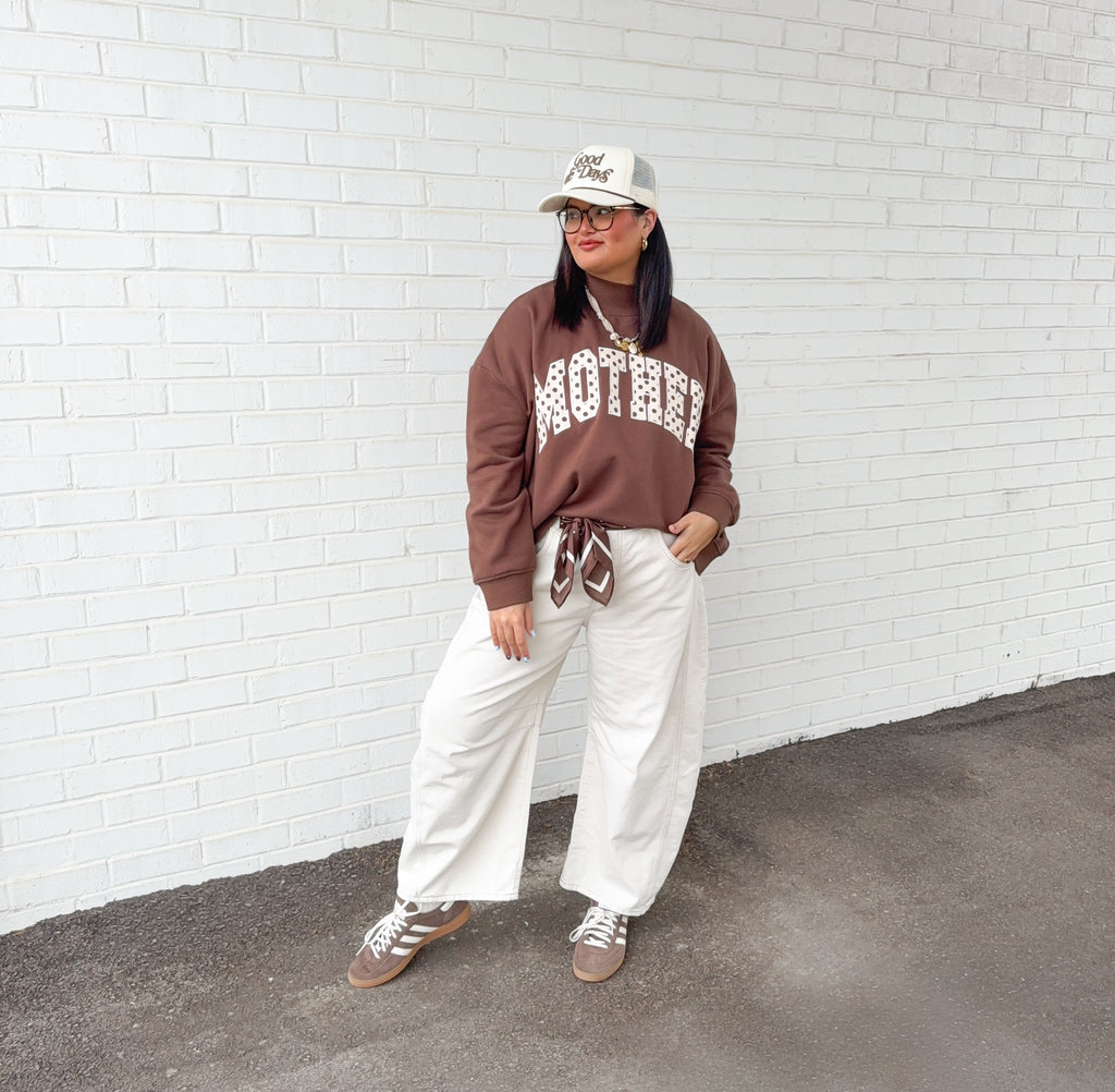 Mother Brown Polka dot Mockneck Sweater