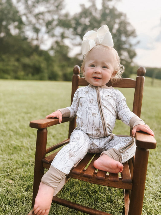 Snow Camo Double Zippy Romper